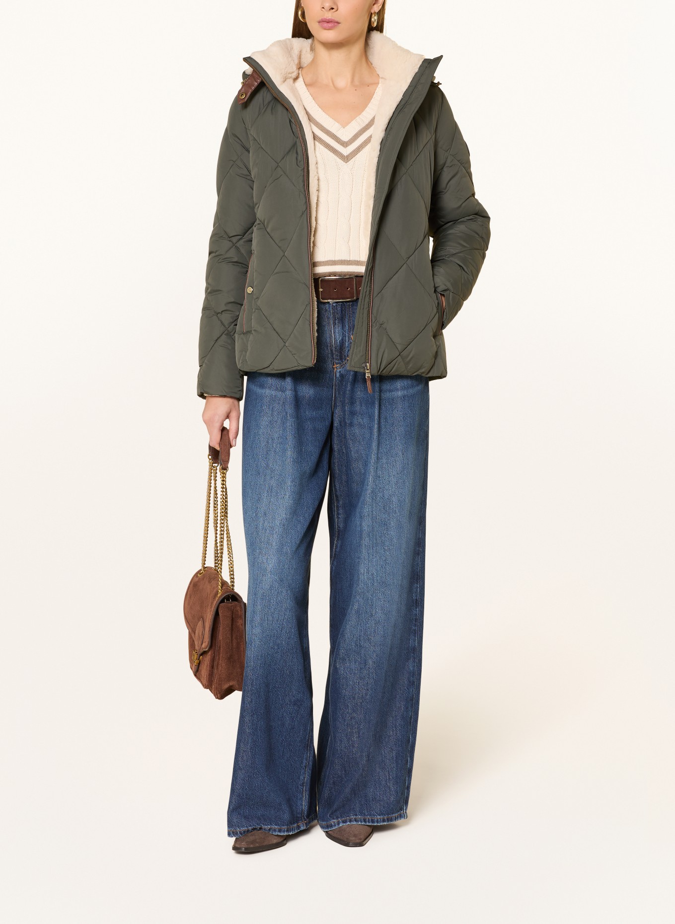 LAUREN RALPH LAUREN Steppjacke mit abnehmbarer Kapuze: OLIV