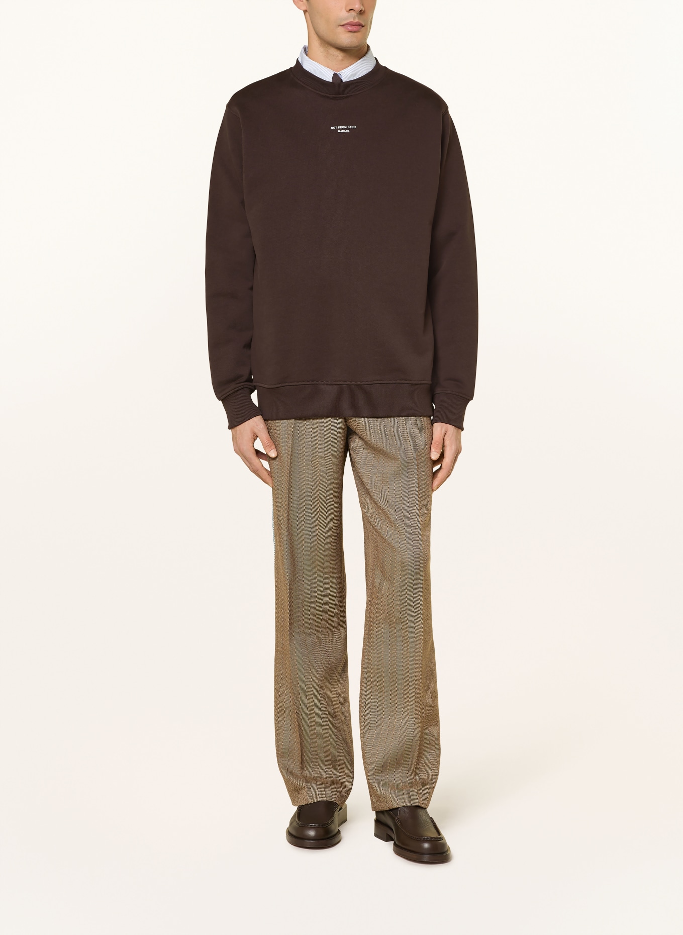 DRÔLE DE MONSIEUR Sweatshirt: DUNKELBRAUN / WEISS