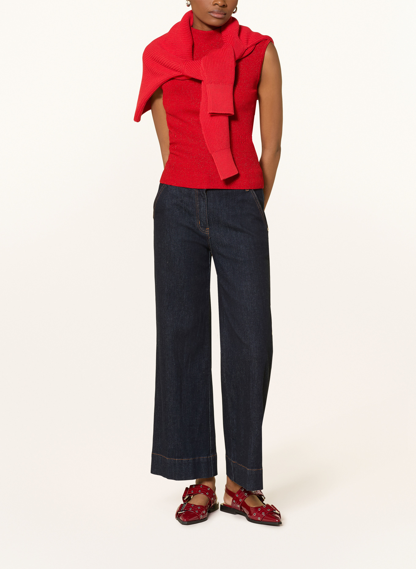 ICHI Stricktop IHCODY mit Glitzergarn: ROT