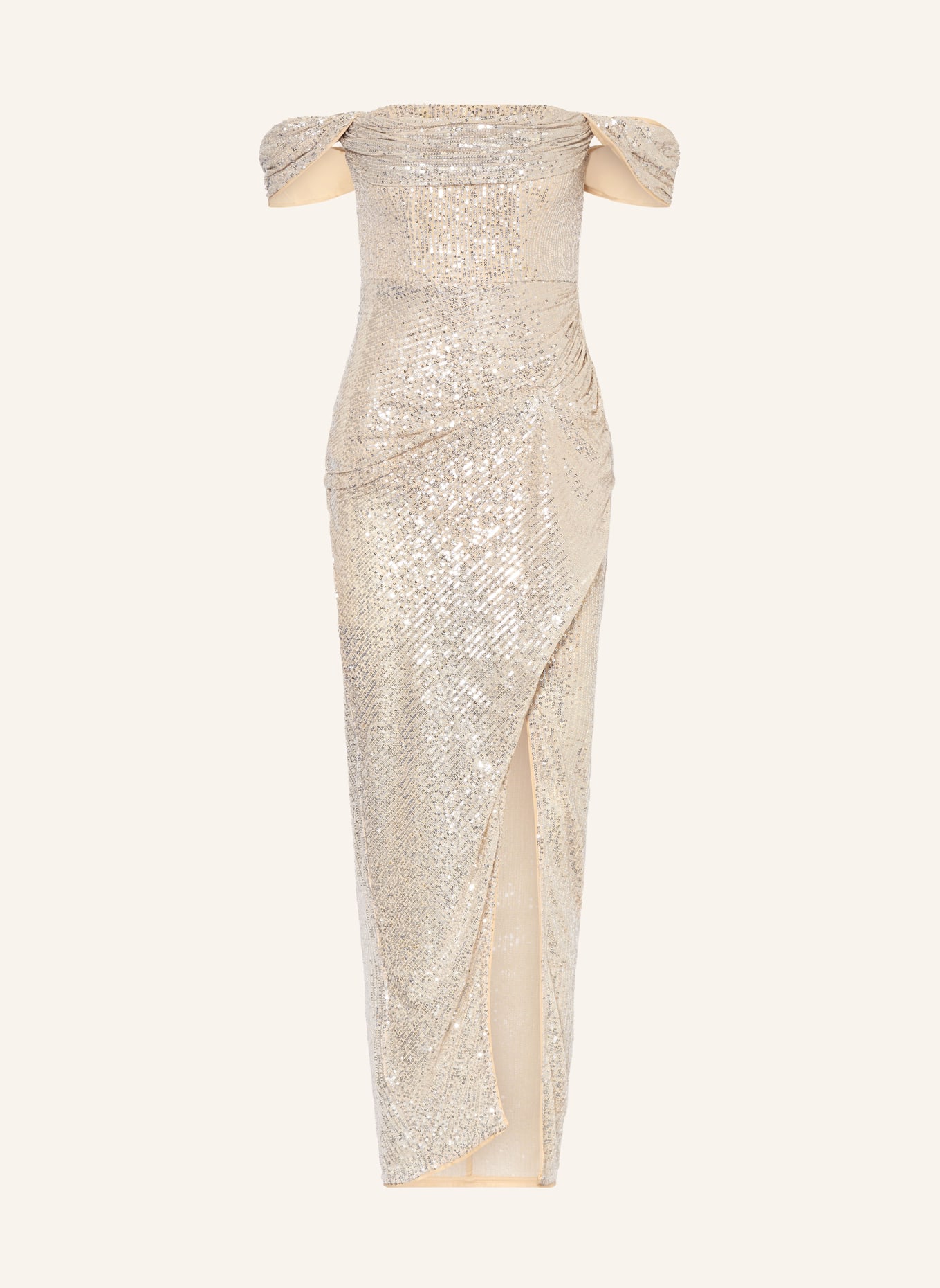 LIPSY Abendkleid: BEIGE / SILBER