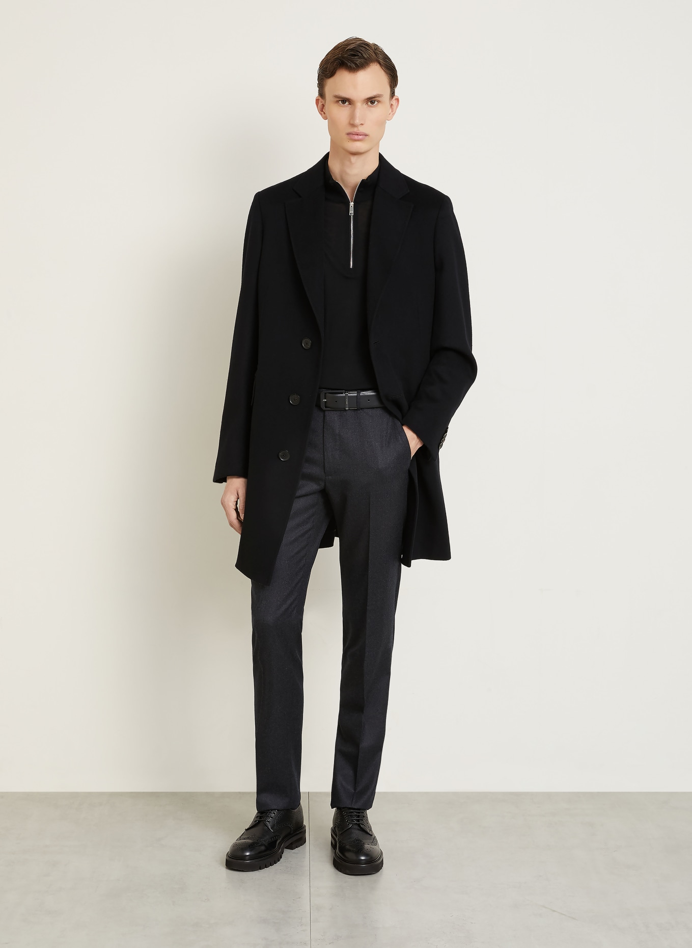 ZEGNA Wollmantel: SCHWARZ