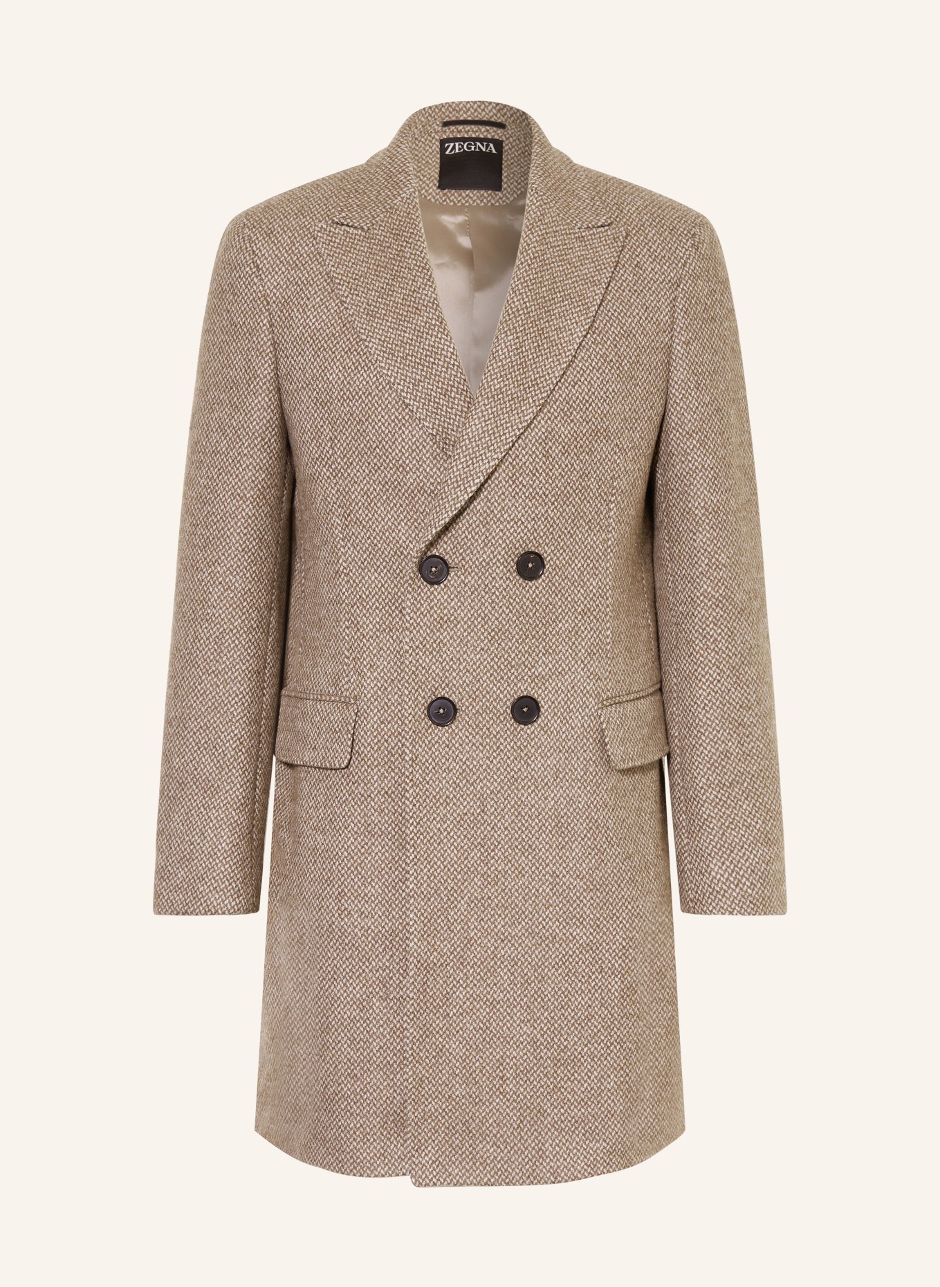 ZEGNA Wollmantel: BRAUN / BEIGE / SCHWARZ