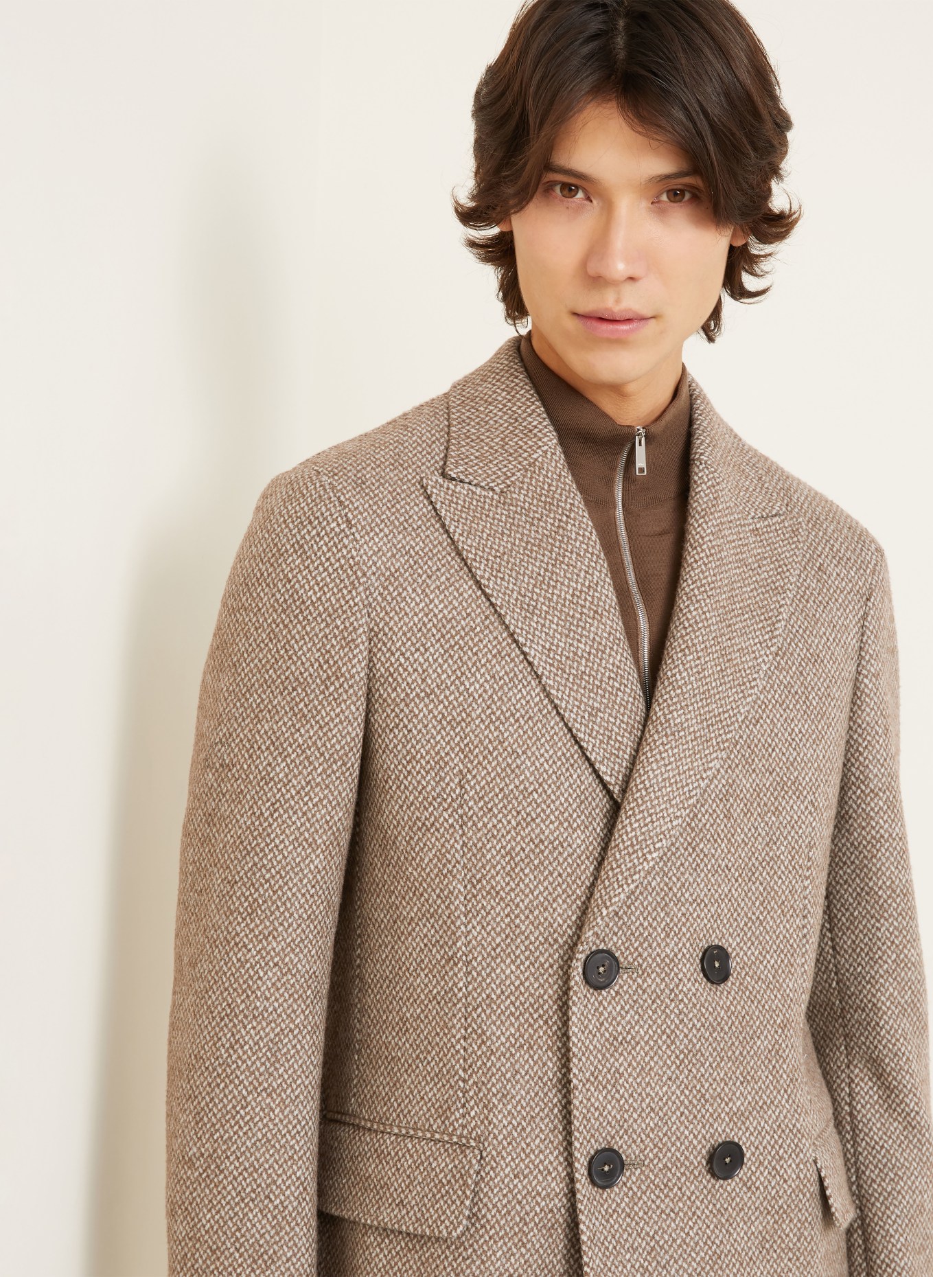 ZEGNA Wollmantel: BRAUN / BEIGE / SCHWARZ