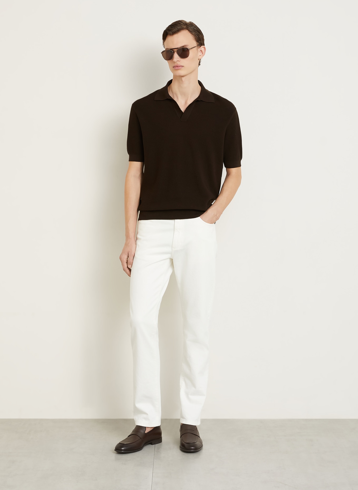 ZEGNA Dzianinowa koszulka polo: CIEMNOBRĄZOWY