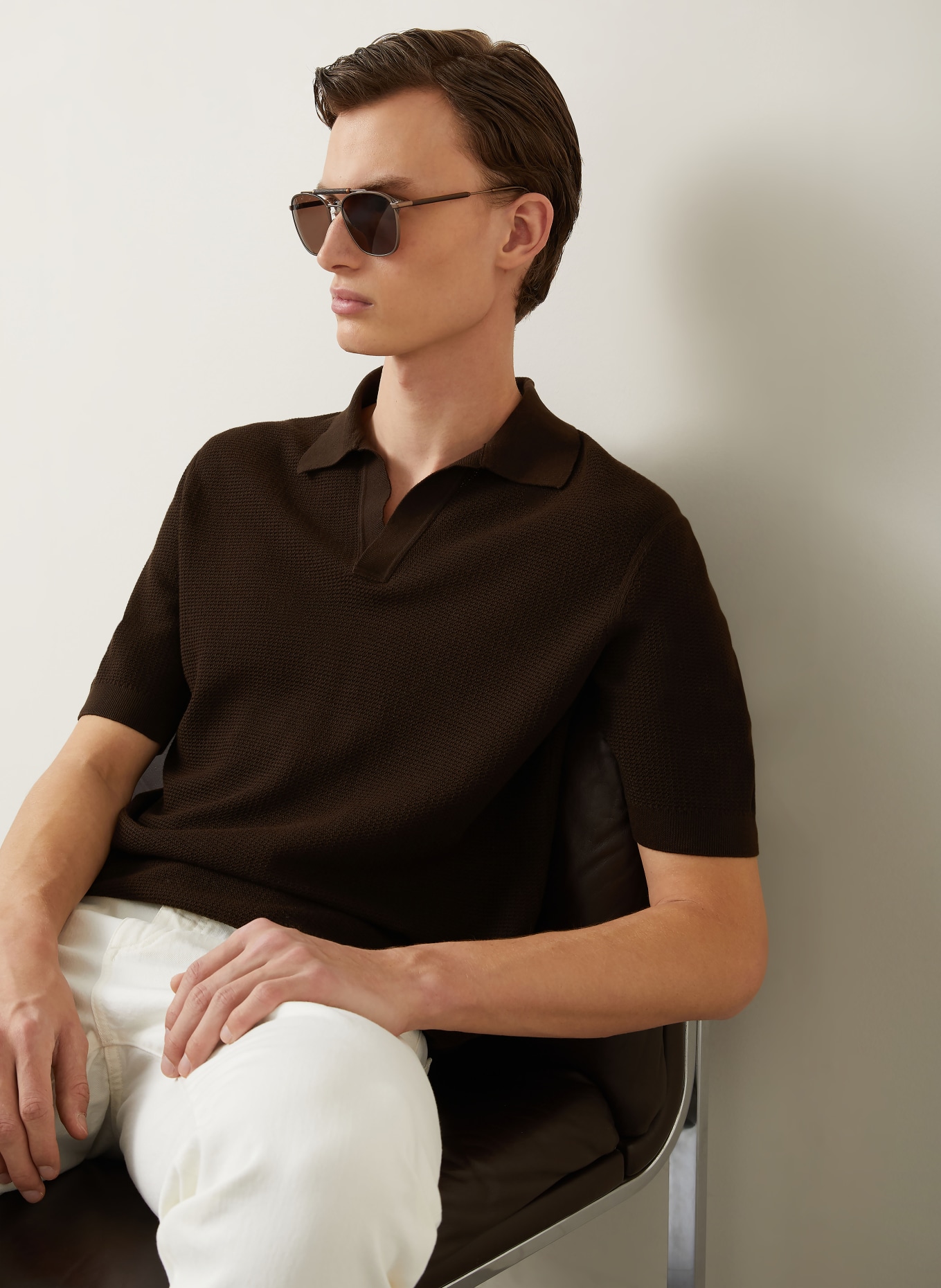 ZEGNA Dzianinowa koszulka polo: CIEMNOBRĄZOWY