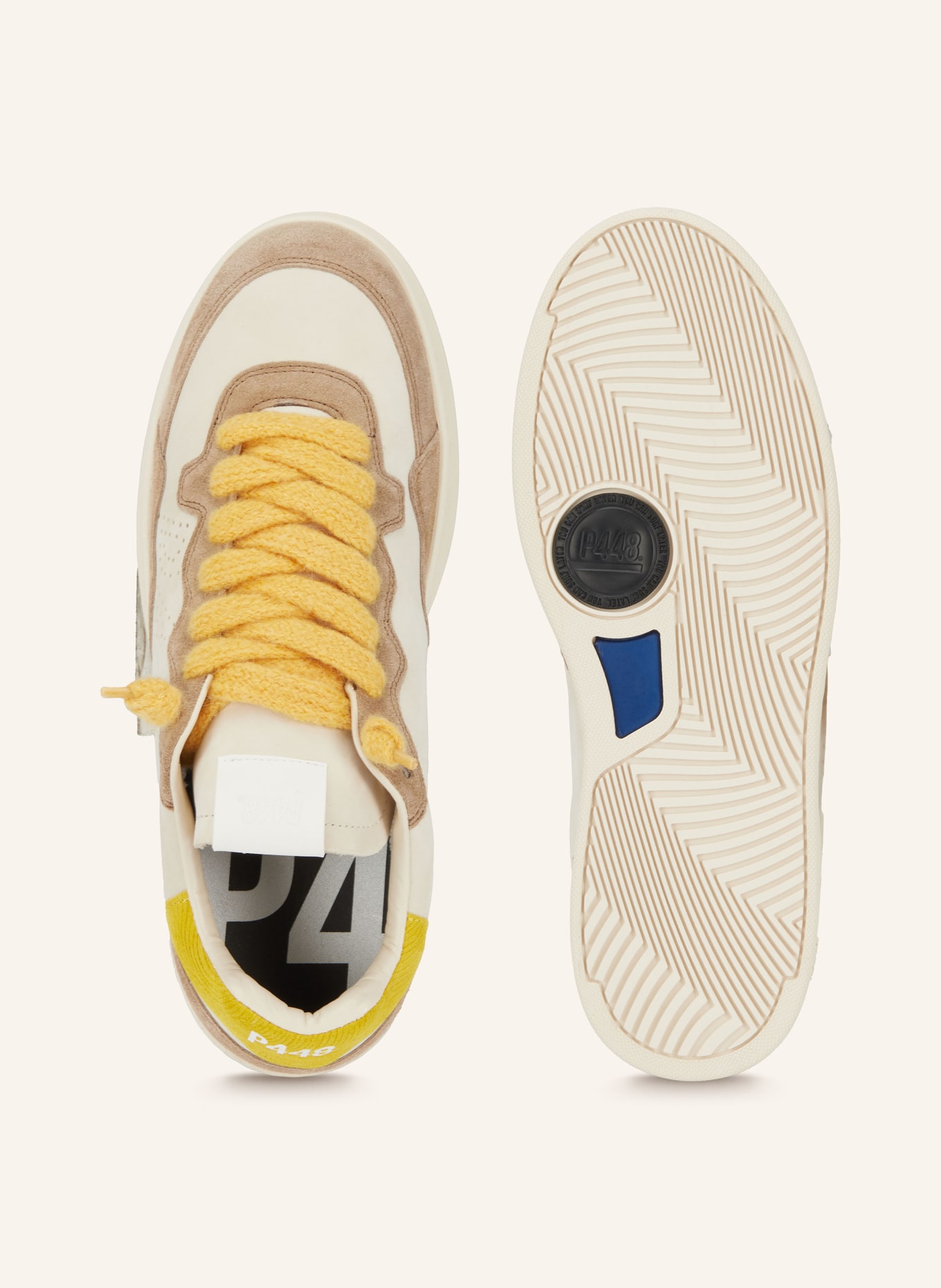 P448 Sneaker VERT 2: CREME / HELLBRAUN / GELB