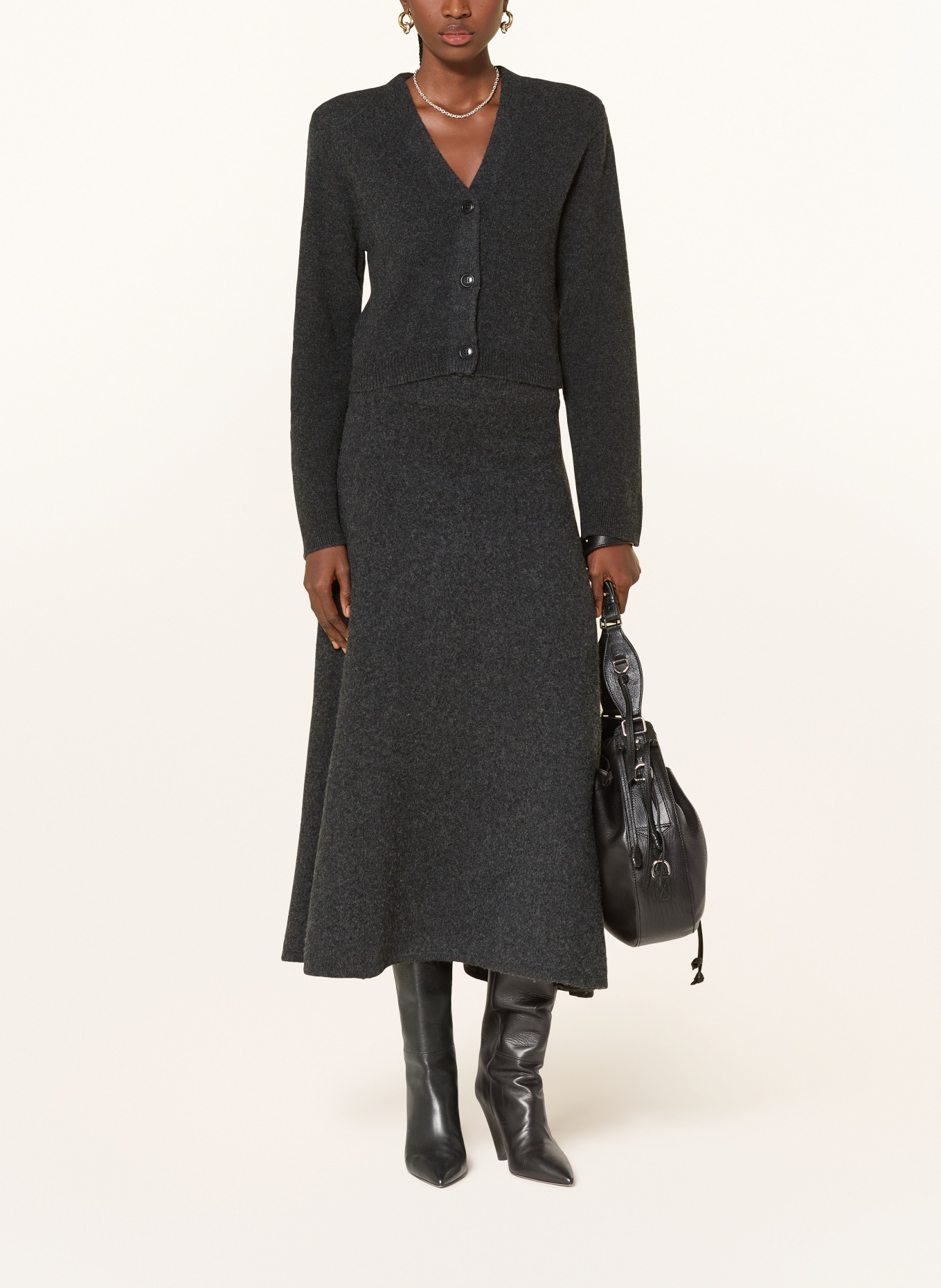 Nanushka Strickjacke RADDIX aus Merinowolle: DUNKELGRAU