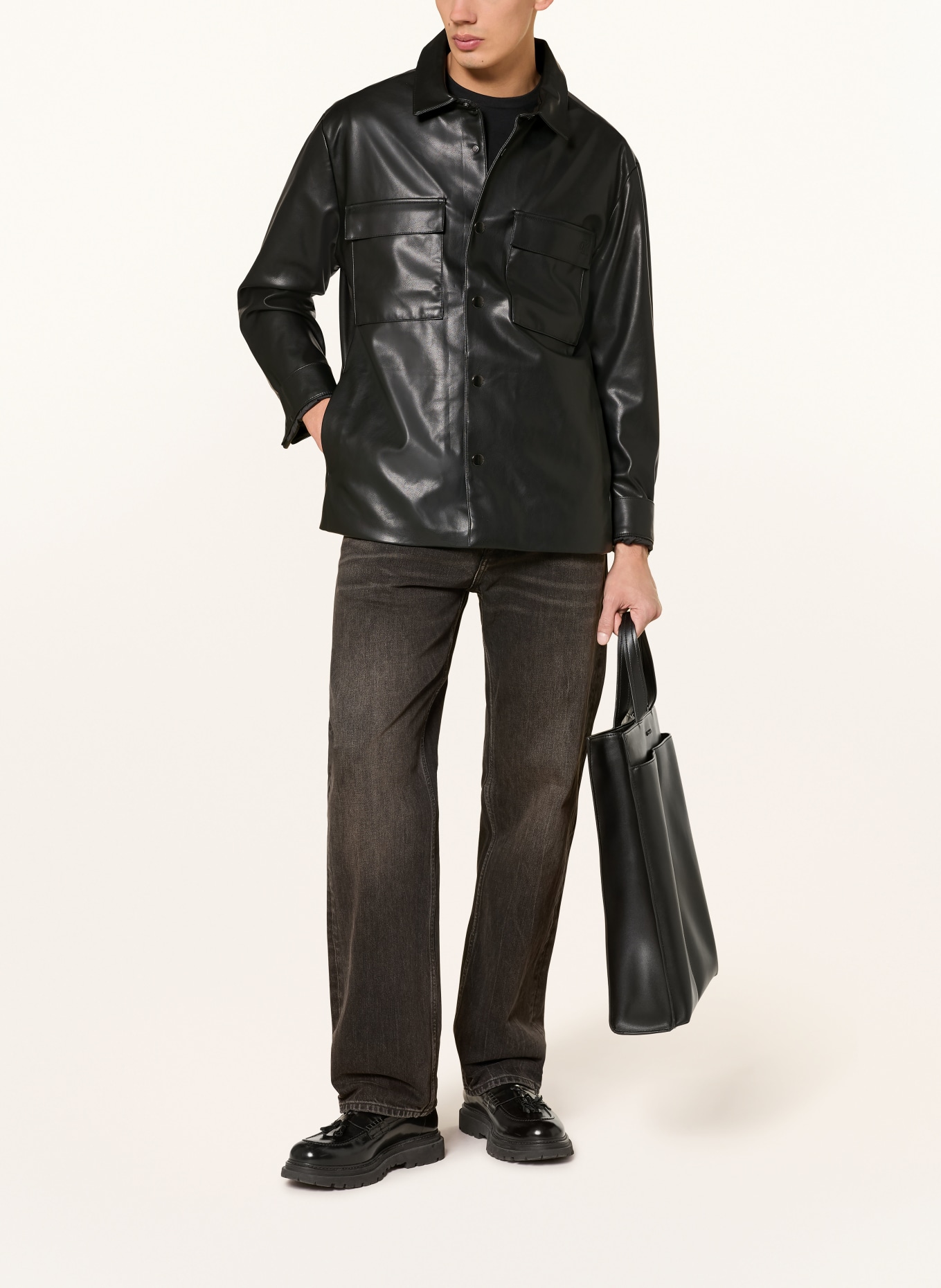 Calvin Klein Jeans Overjacket in Lederoptik: SCHWARZ