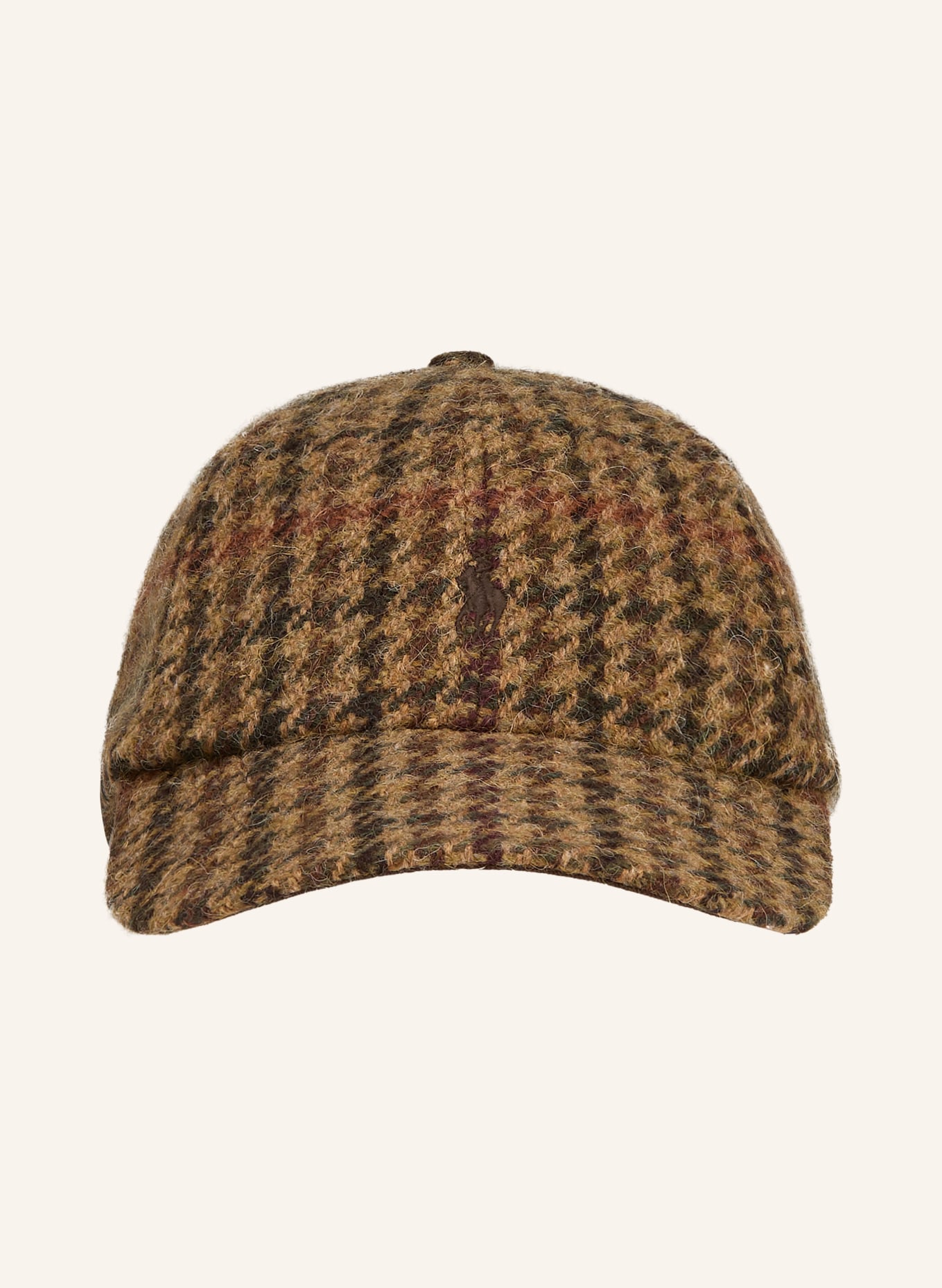 POLO RALPH LAUREN Cap mit Alpaka: HELLBRAUN / DUNKELBRAUN / DUNKELROT
