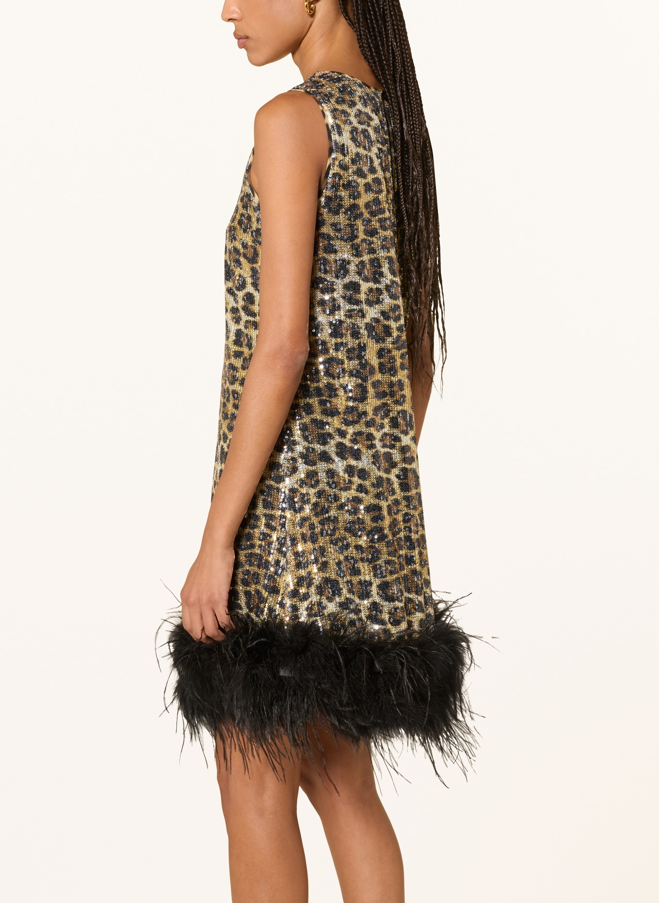 Ana Alcazar Cocktailkleid aus Mesh mit Pailletten: HELLBRAUN / DUNKELBRAUN / SCHWARZ