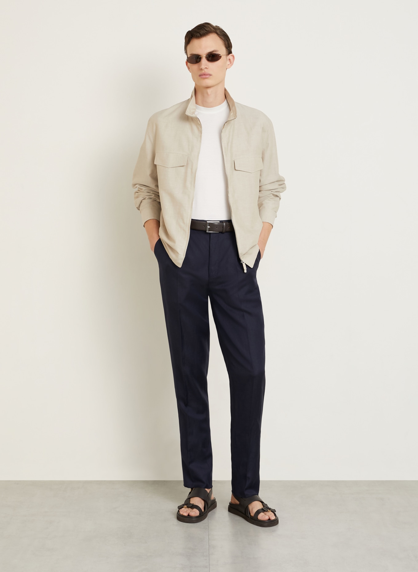 ZEGNA Chino Extra Slim Fit mit Leinen: DUNKELBLAU