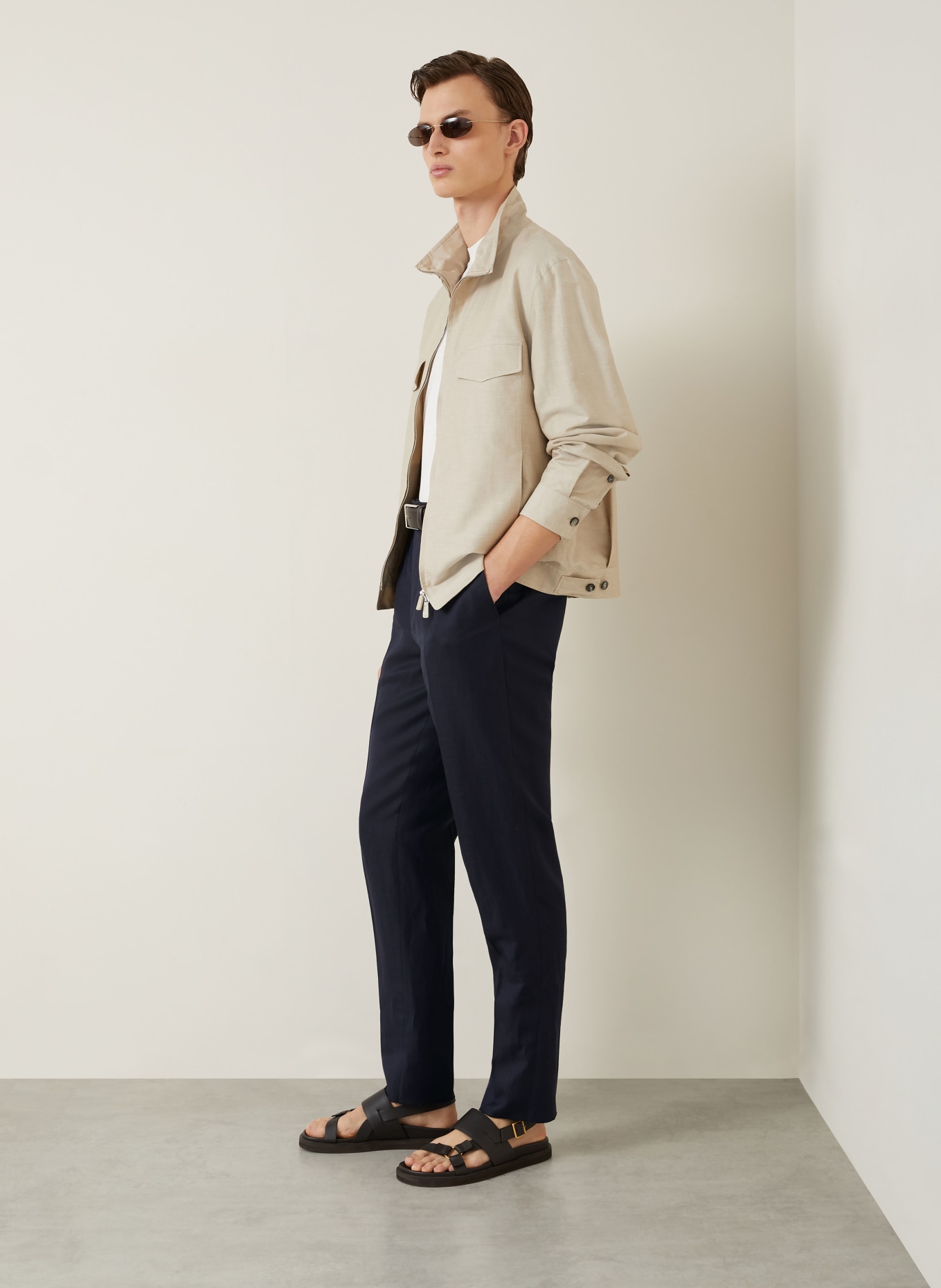 ZEGNA Chino Extra Slim Fit mit Leinen: DUNKELBLAU