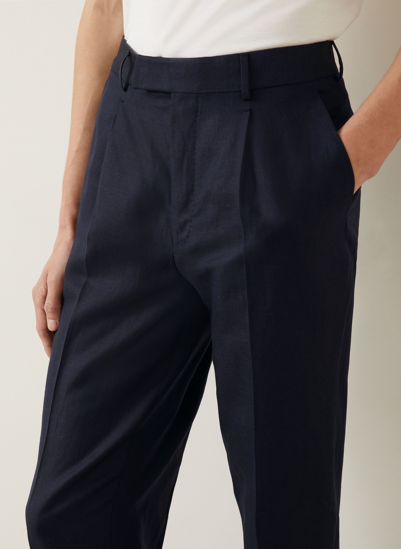 ZEGNA Chino Extra Slim Fit mit Leinen: DUNKELBLAU