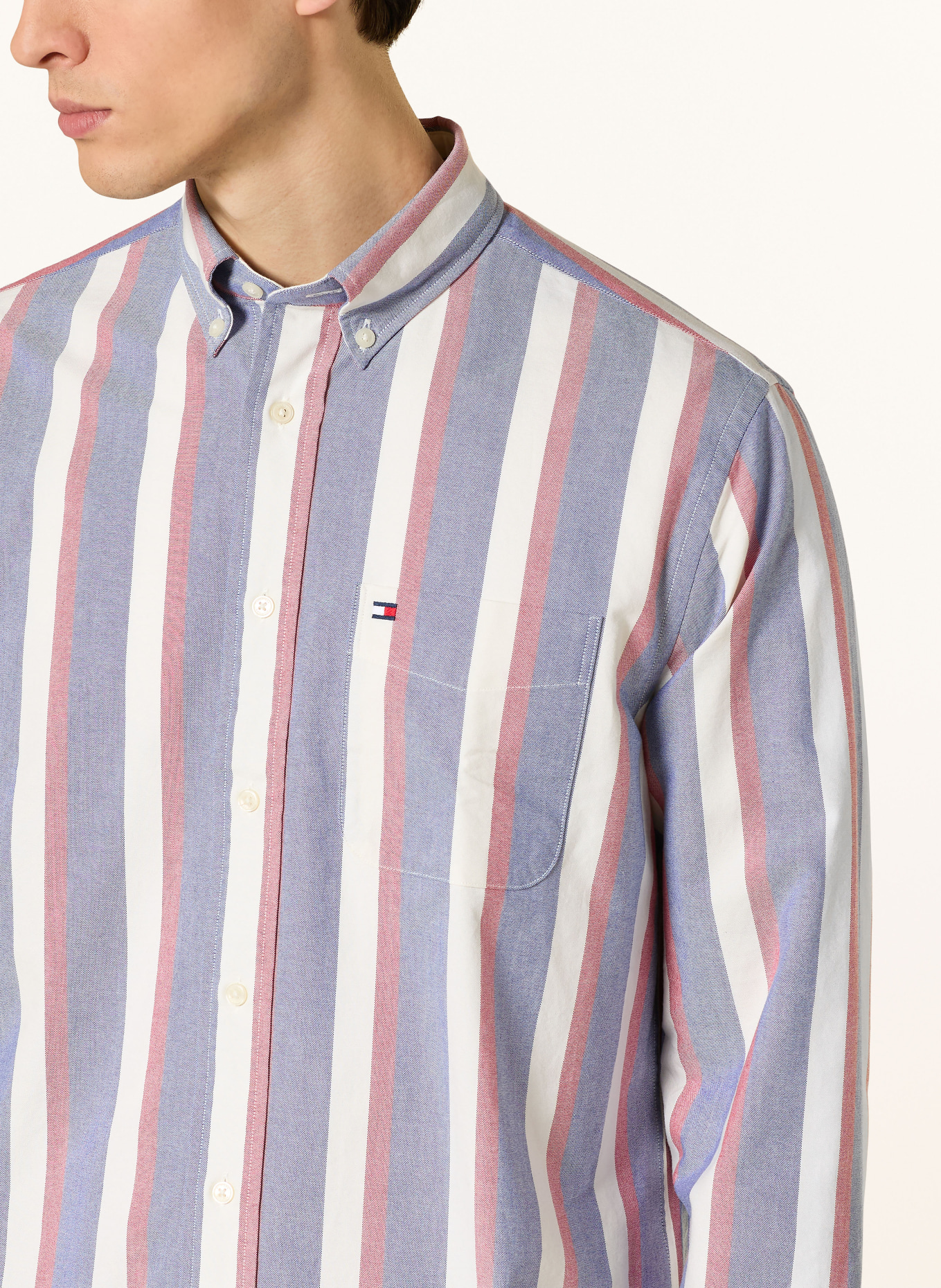 TOMMY HILFIGER Oxfordská košile Comfort Fit: MODRÁ / ČERVENÁ / BÍLÁ