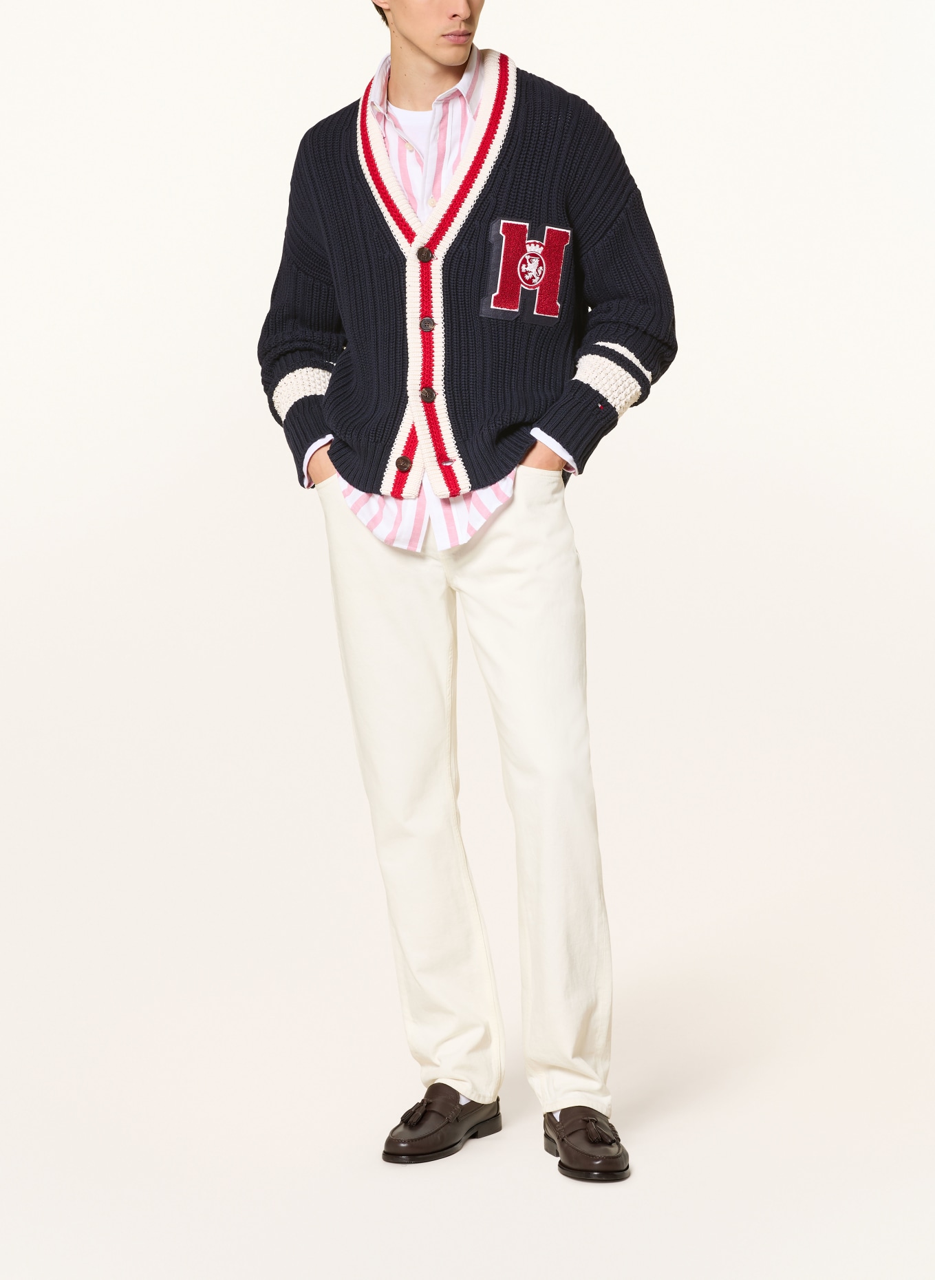 TOMMY HILFIGER cardigan: DARK BLUE / RED / WHITE