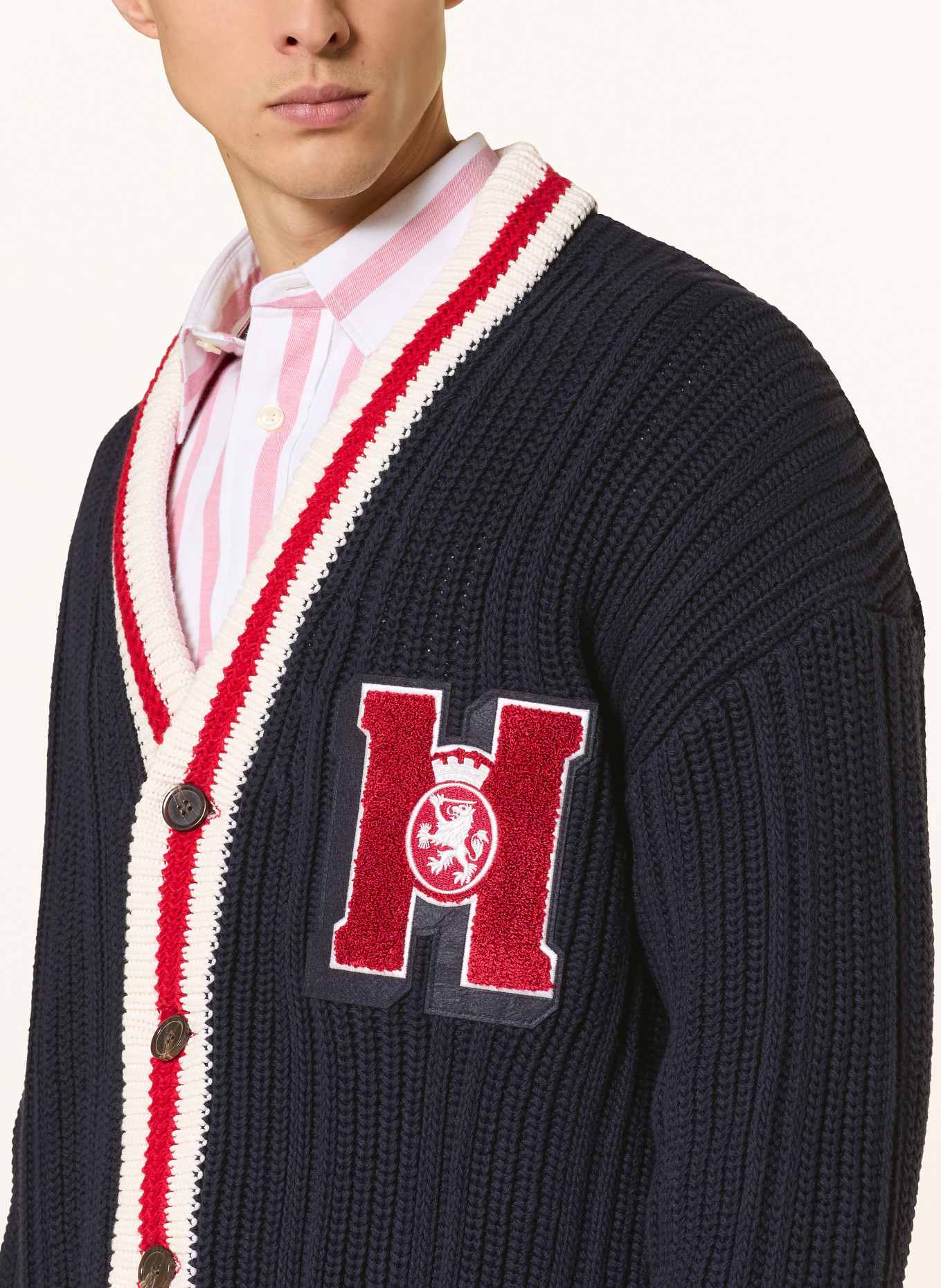 TOMMY HILFIGER cardigan: DARK BLUE / RED / WHITE