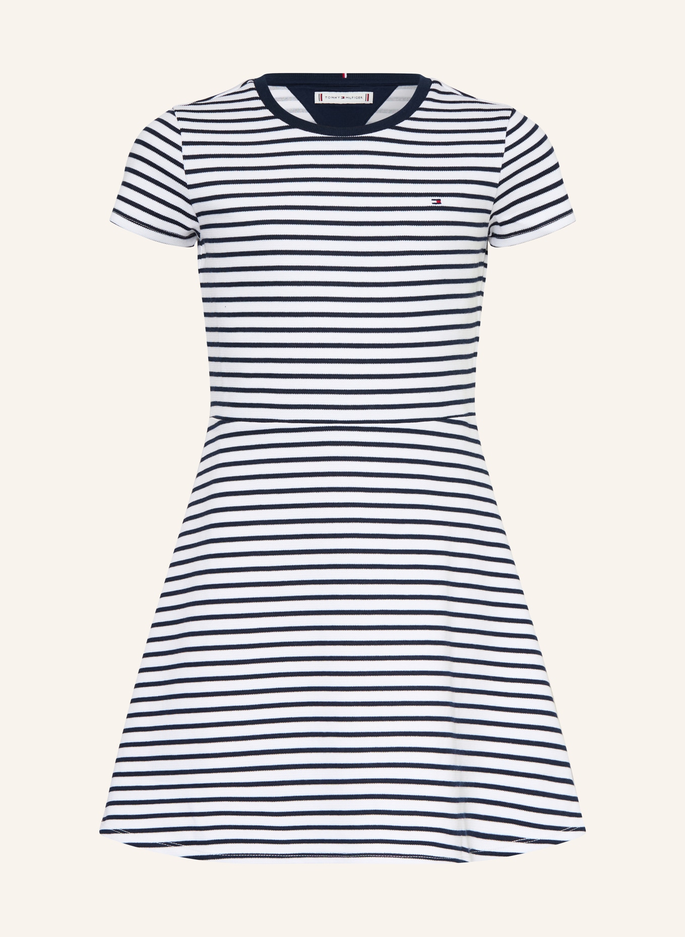 TOMMY HILFIGER Piqué-Kleid: WEISS / DUNKELBLAU