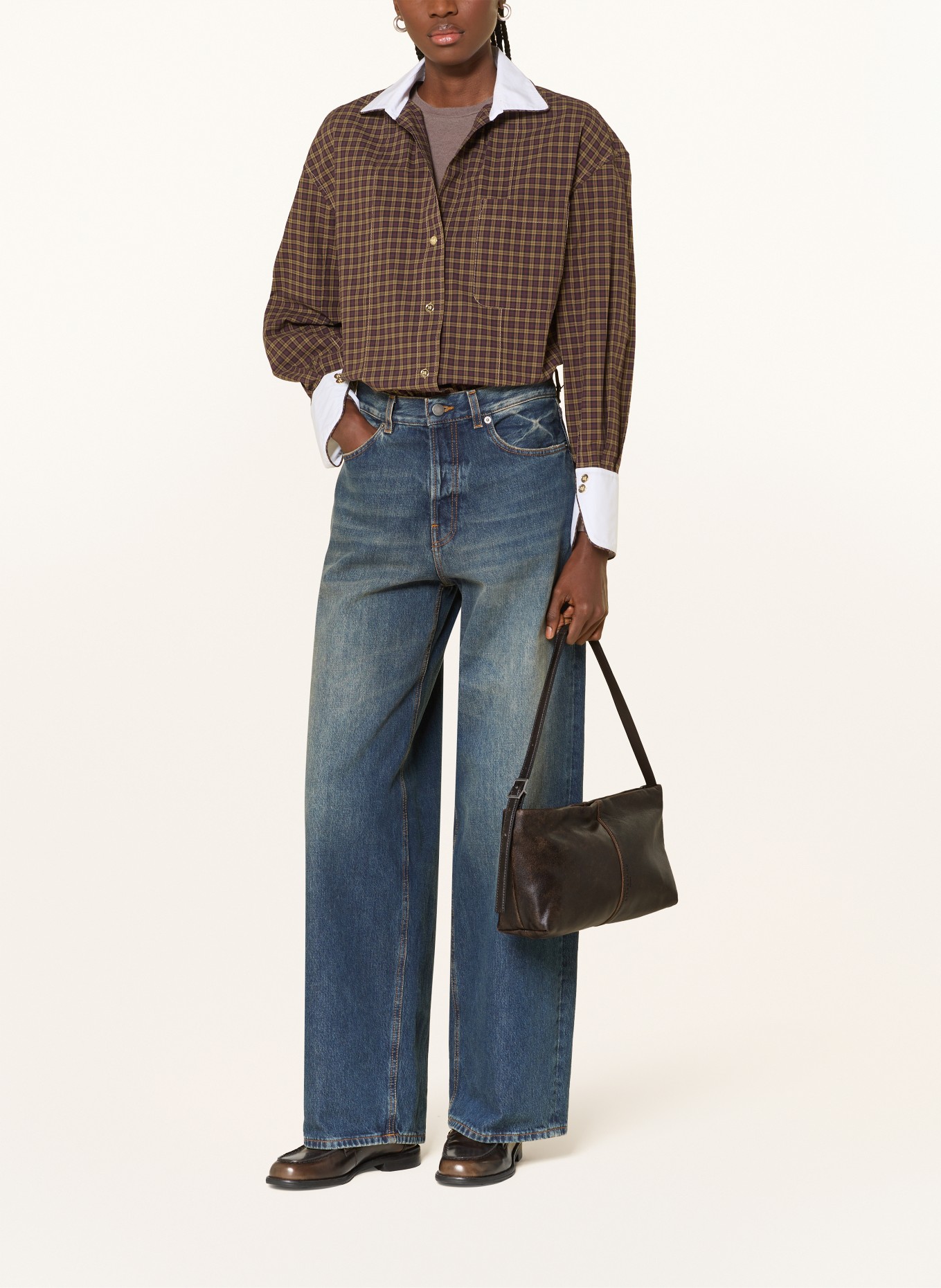 LIEBESKIND Schultertasche FIONA SMALL: DUNKELBRAUN / SILBER