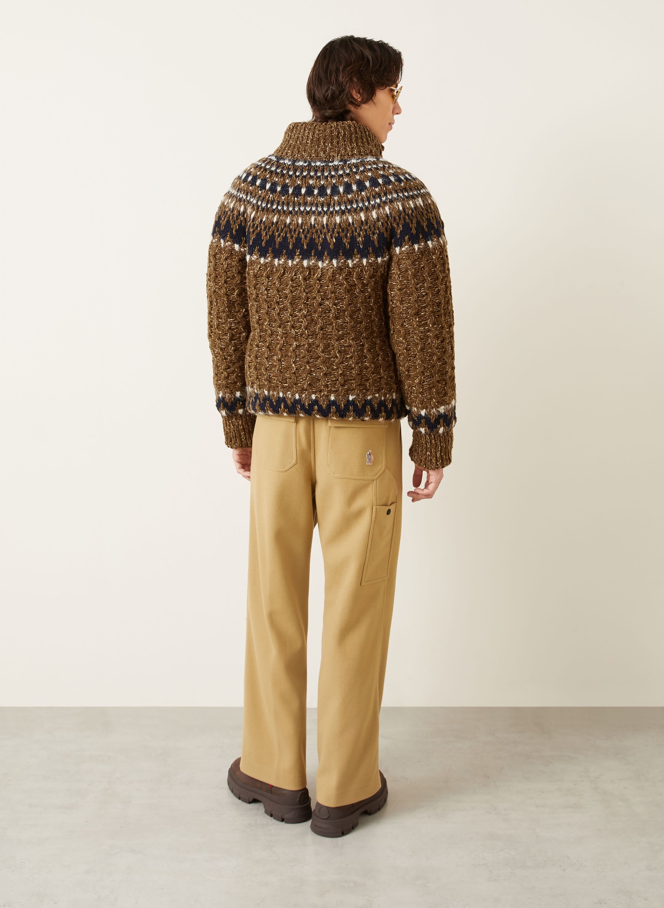 MONCLER GRENOBLE Daunenjacke: BRAUN / DUNKELBLAU / WEISS