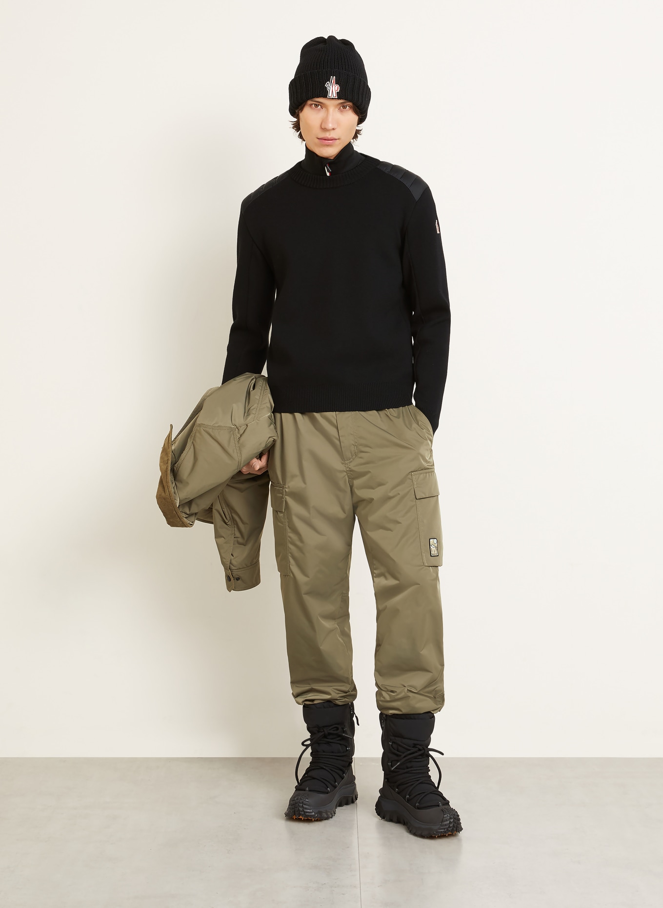 MONCLER GRENOBLE Pullover im Materialmix: SCHWARZ