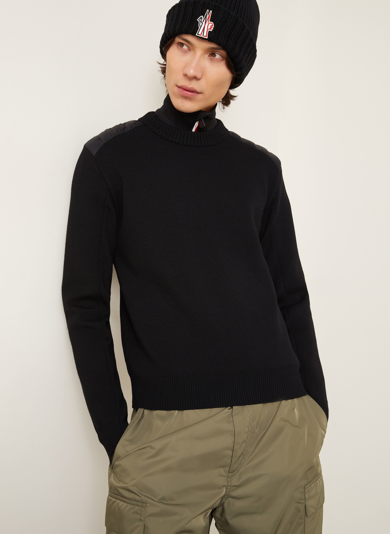 MONCLER GRENOBLE Pullover im Materialmix: SCHWARZ