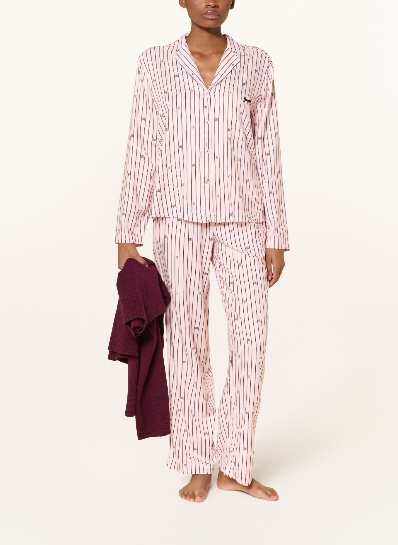 HUGO Schlafshirt SARTORIAL: ROSA / DUNKELROT