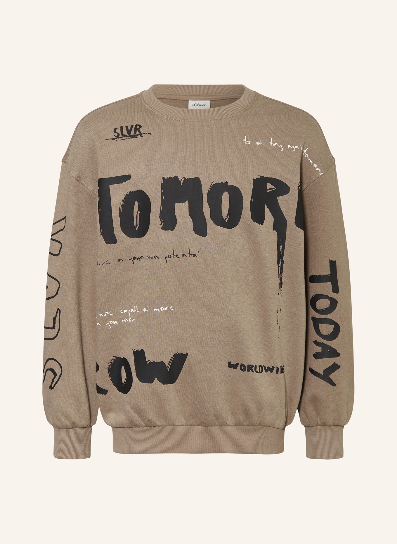 s.Oliver RED Sweatshirt: TAUPE / WEISS / SCHWARZ