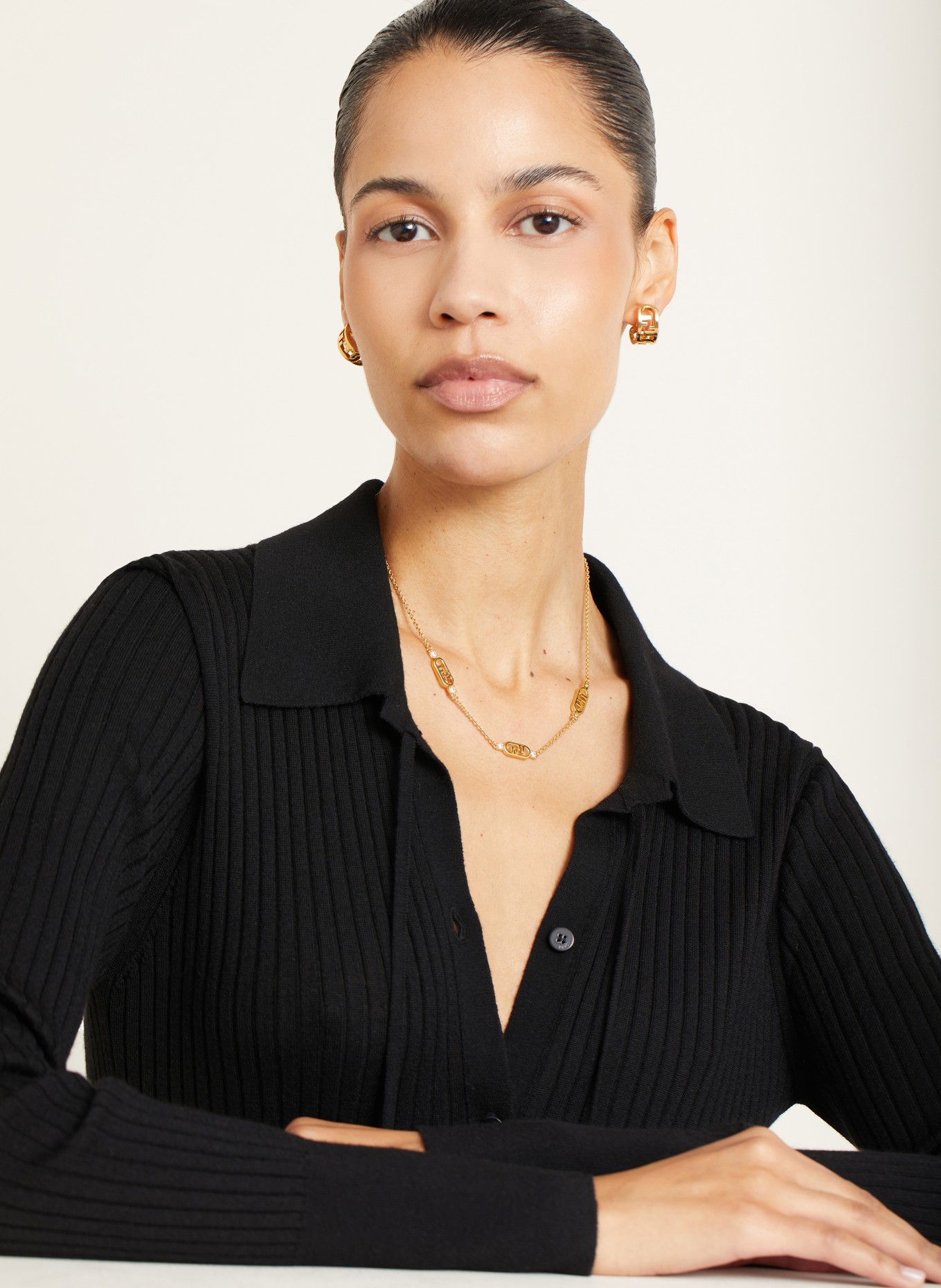 FENDI Halskette O'LOCK: GOLD / WEISS