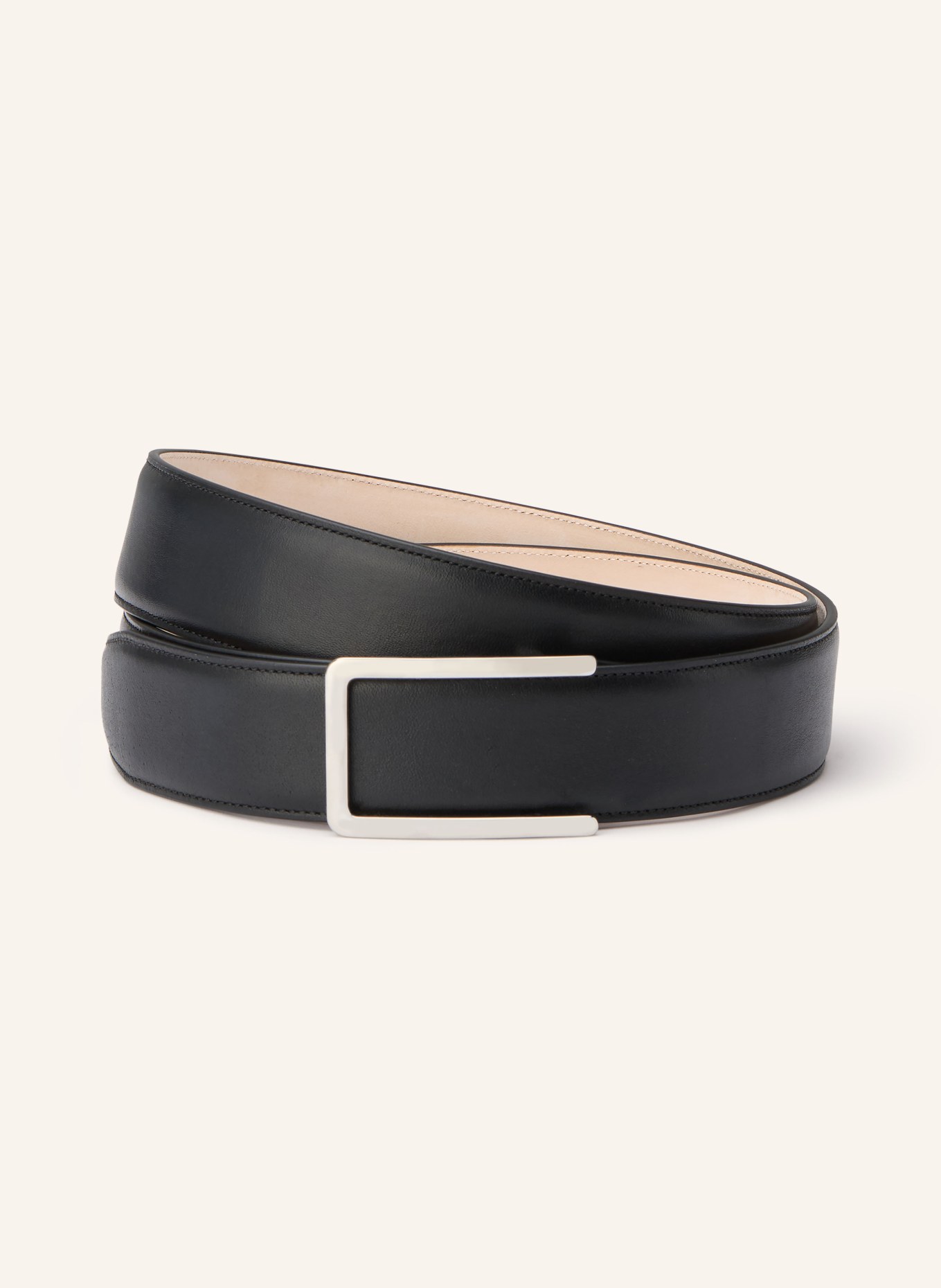 GOLDFELS leather belt: BLACK / SILVER
