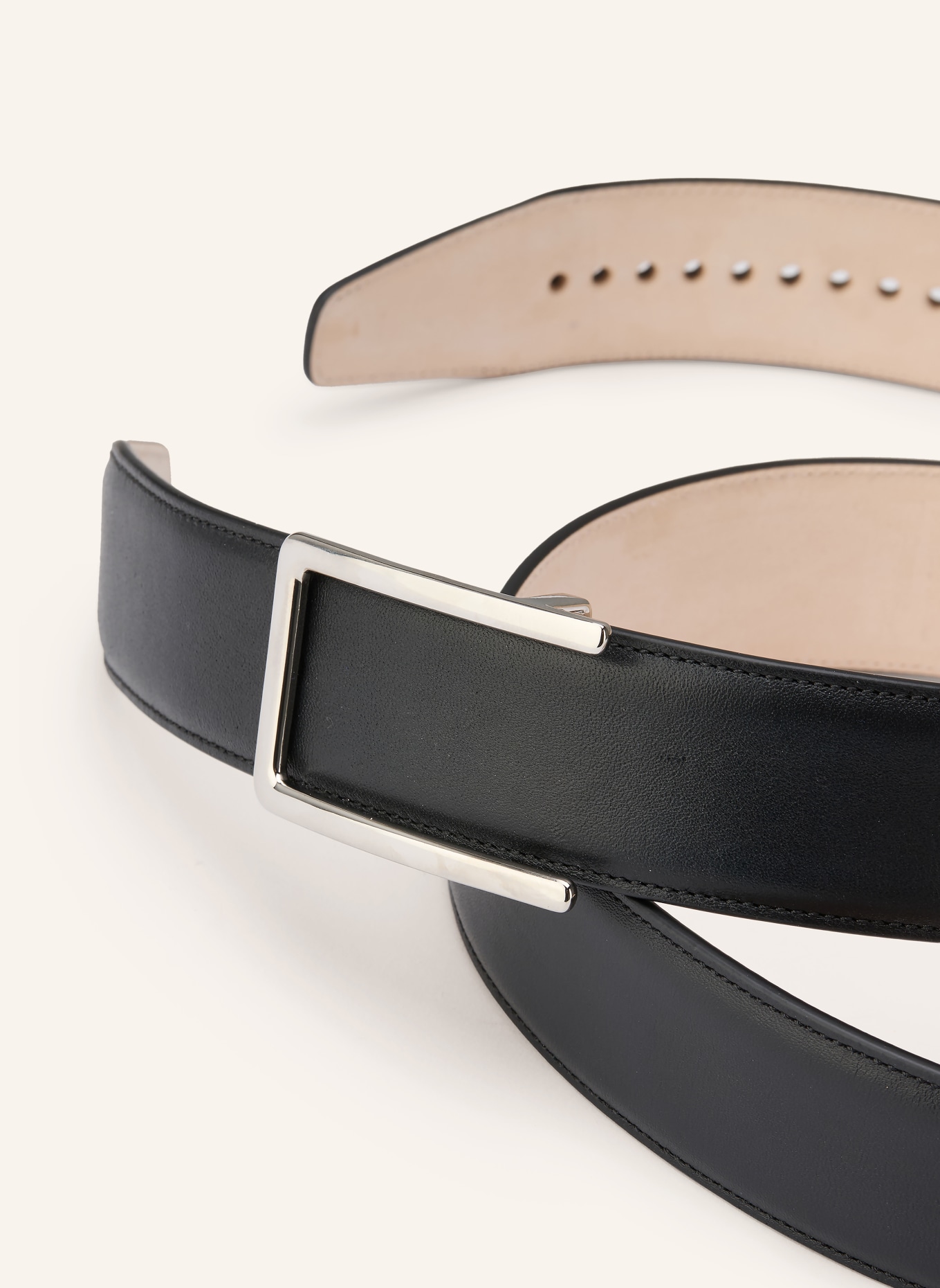 GOLDFELS leather belt: BLACK / SILVER