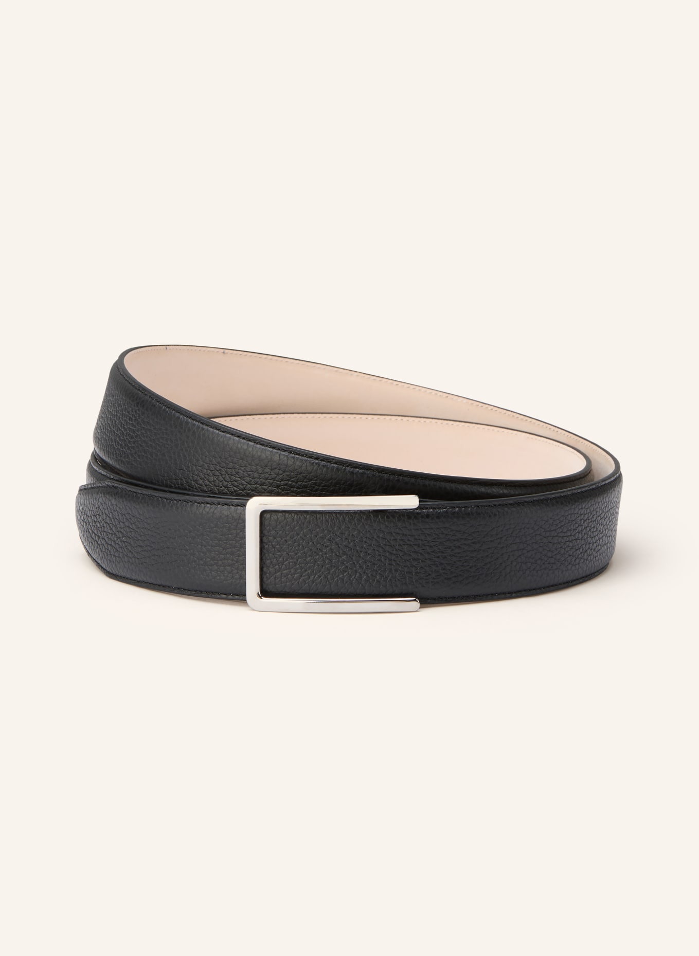 GOLDFELS leather belt: BLACK / SILVER