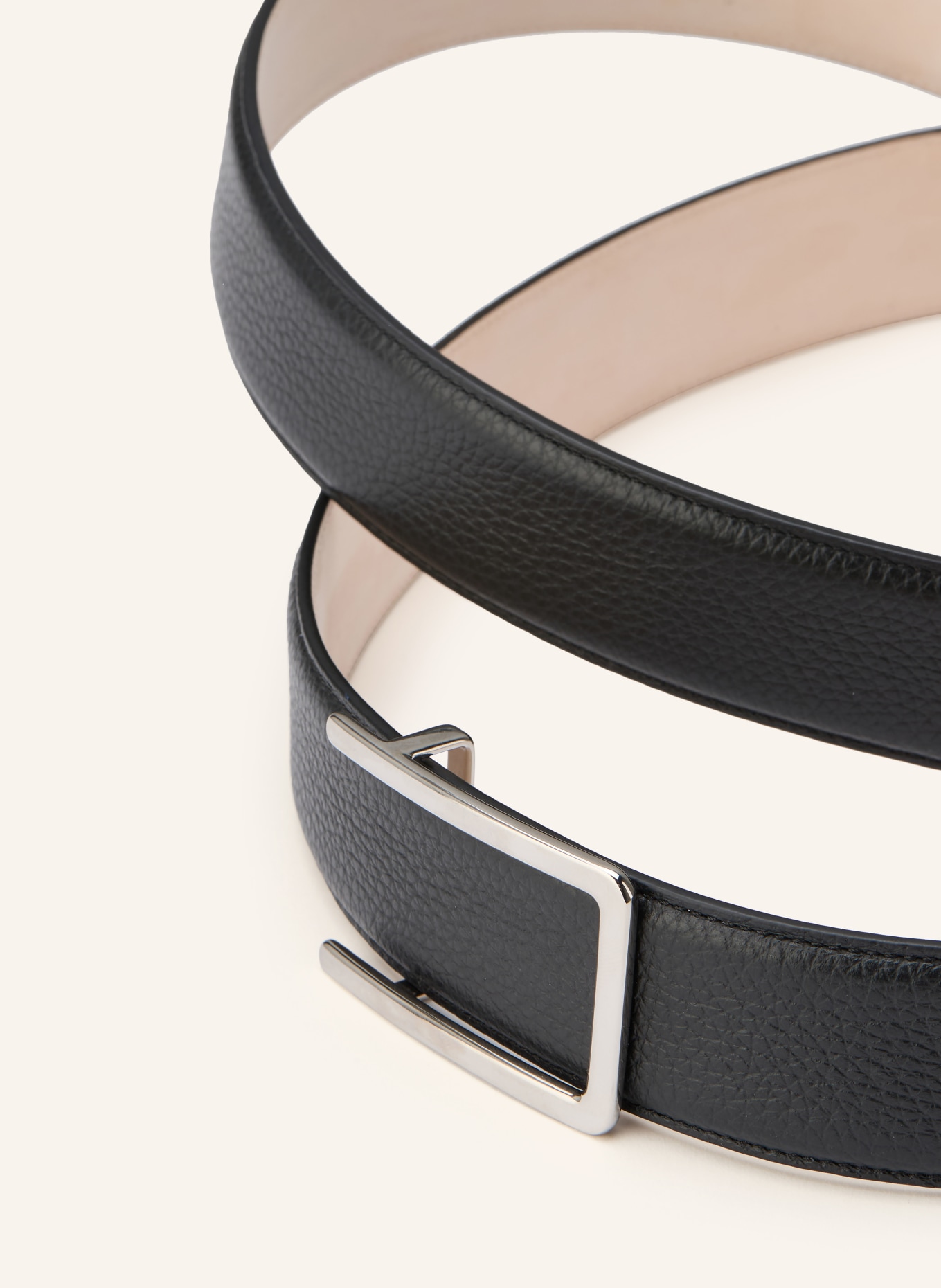GOLDFELS leather belt: BLACK / SILVER