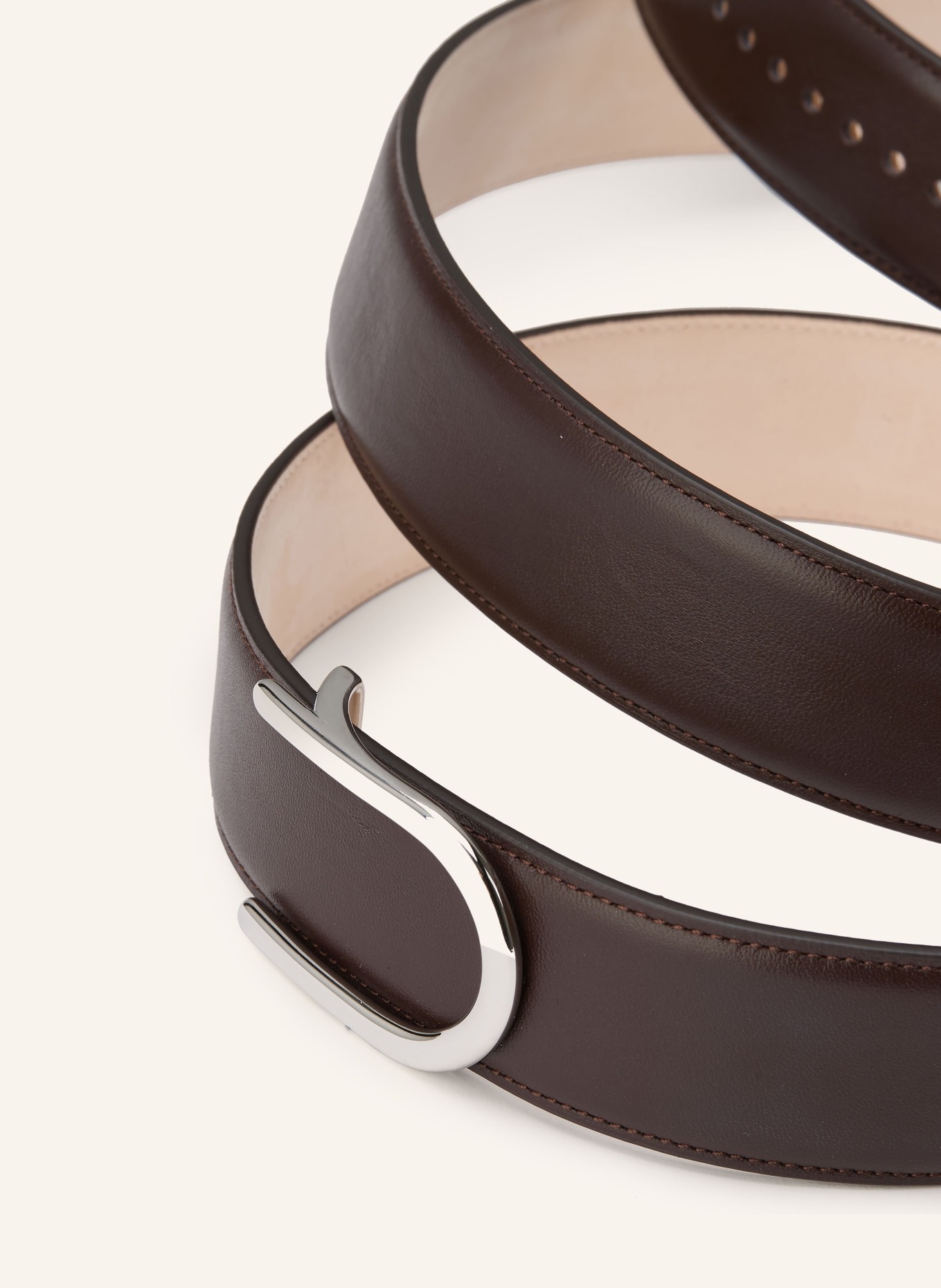 GOLDFELS leather belt: DARK BROWN / SILVER