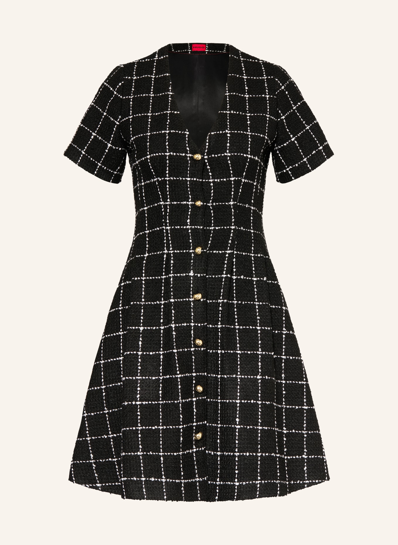 HUGO Bouclé-Kleid KIKLA: SCHWARZ / WEISS