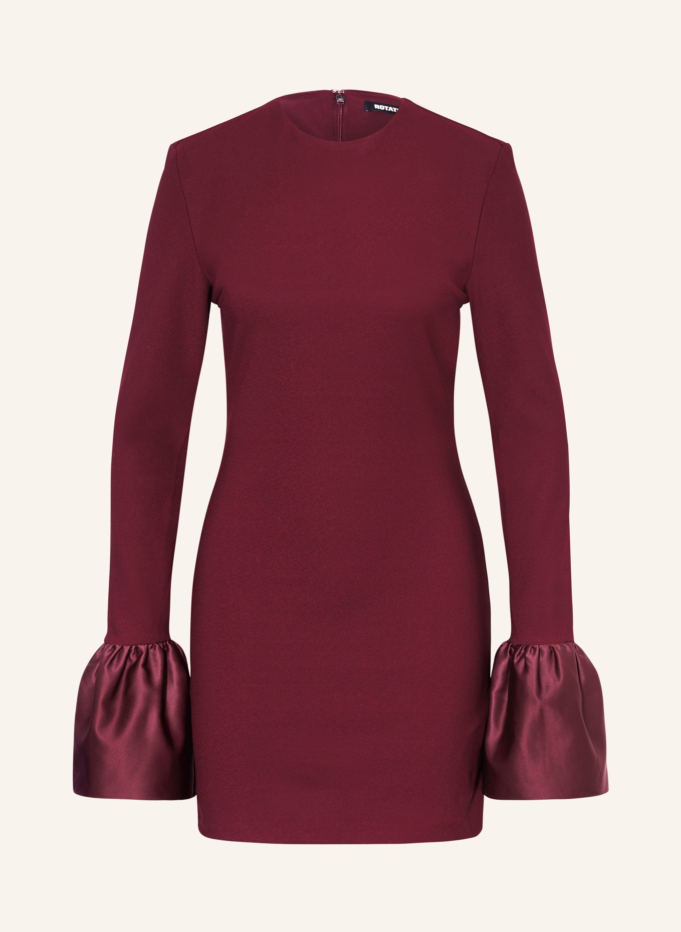 ROTATE Koktejlové šaty s síťovinou: TMAVĚ ČERVENÁ