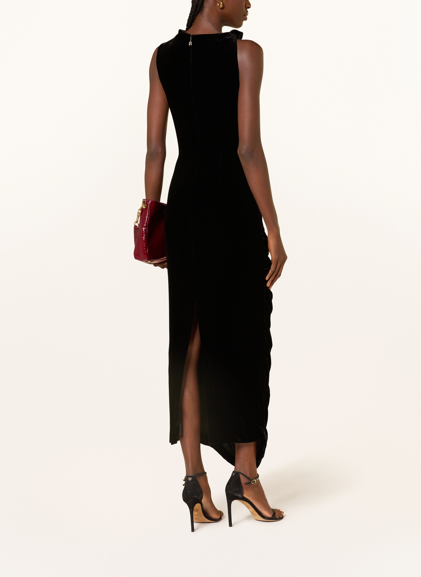 ROTATE Samtkleid: SCHWARZ