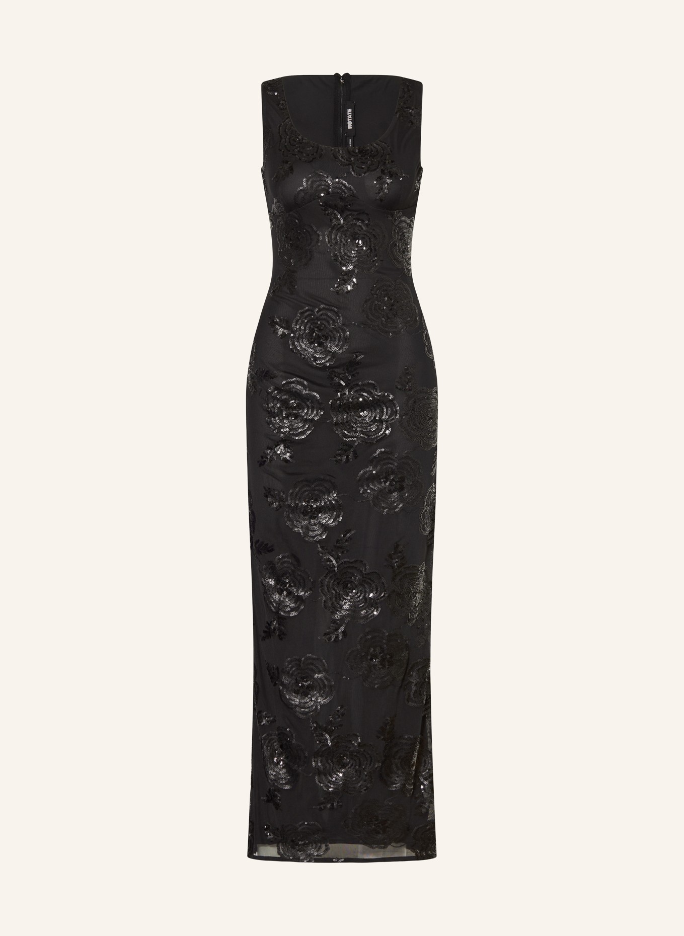 ROTATE Mesh-Kleid mit Pailletten: SCHWARZ