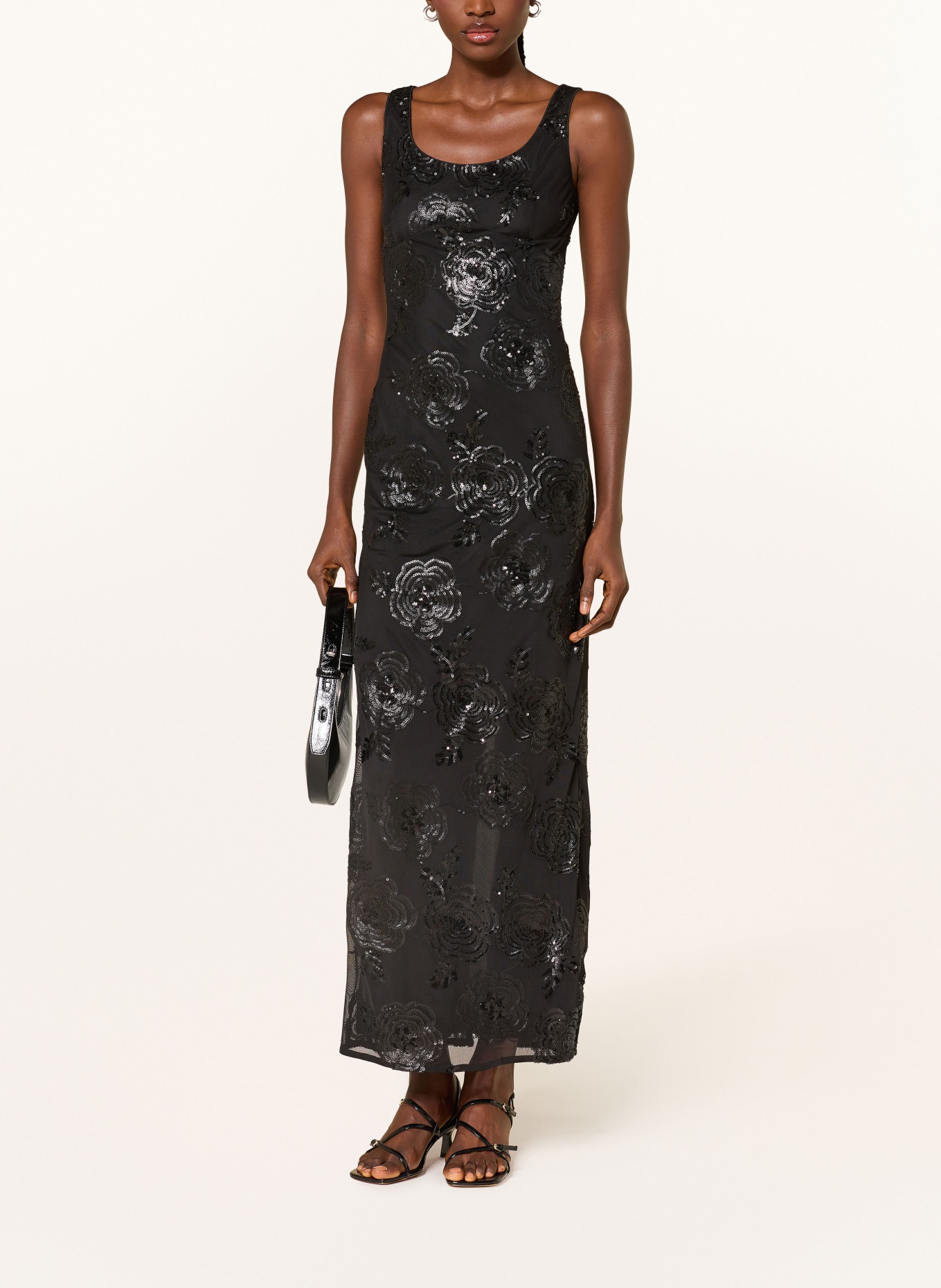 ROTATE Mesh-Kleid mit Pailletten: SCHWARZ