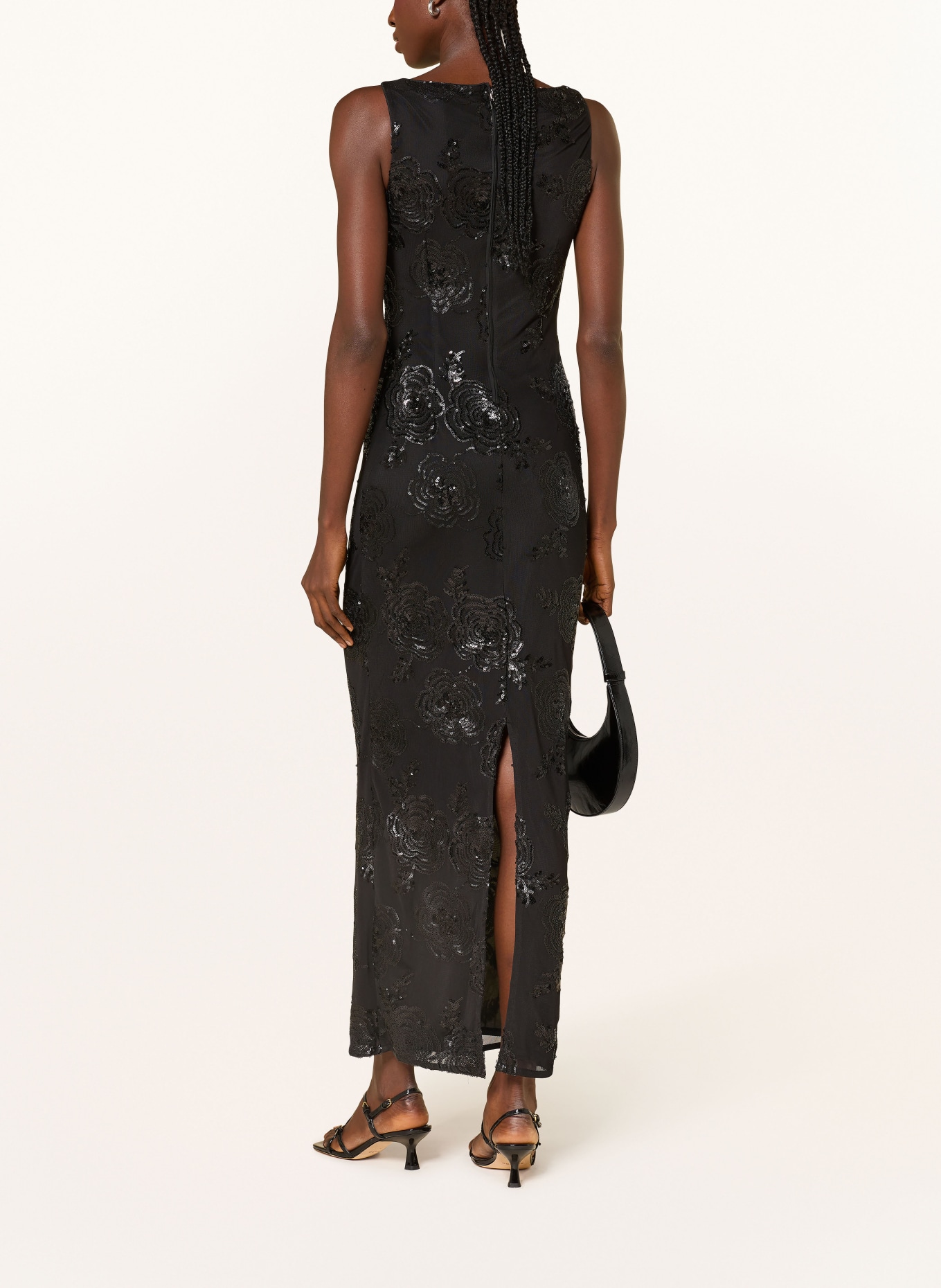 ROTATE Mesh-Kleid mit Pailletten: SCHWARZ