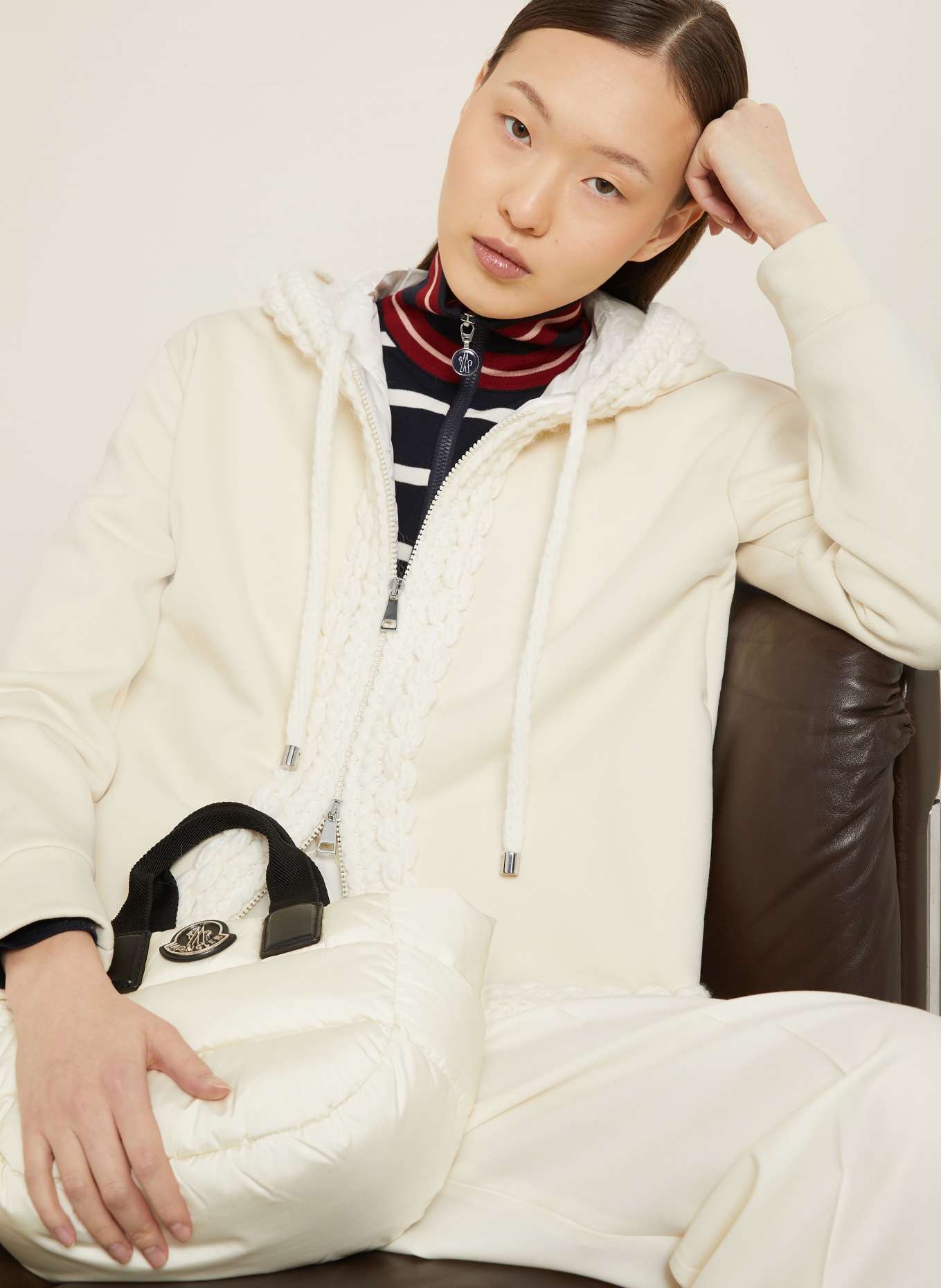 MONCLER Sweatjacke: ECRU