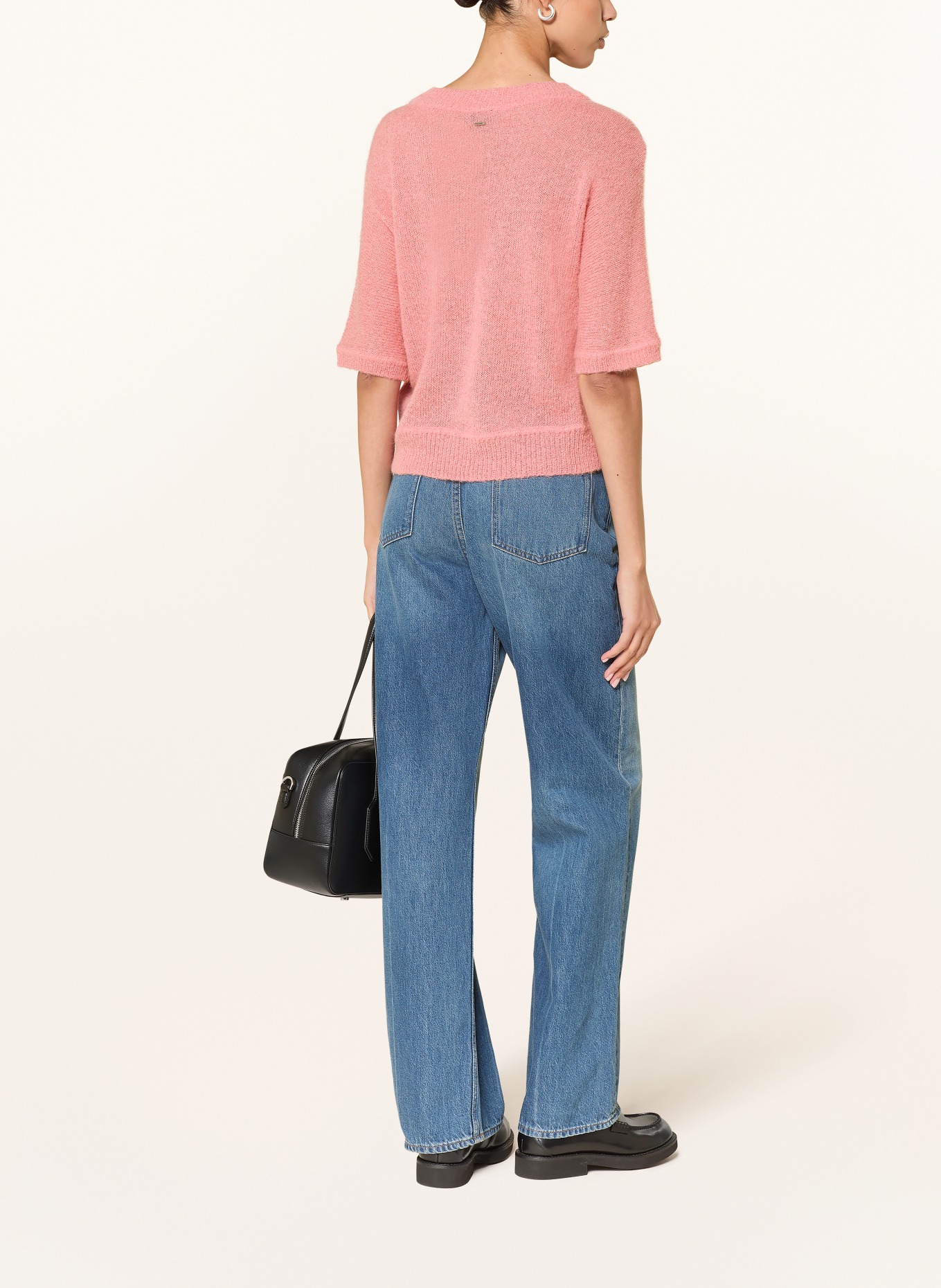 BOSS Alpaka-Pullover FANCER mit 3/4-Arm: HELLROT