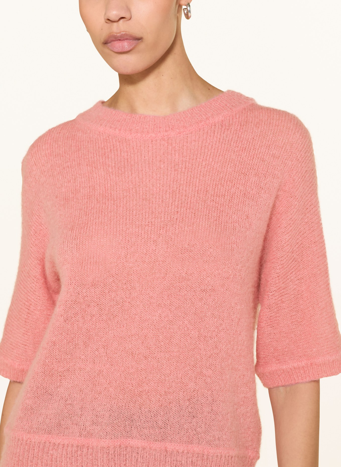 BOSS Alpaka-Pullover FANCER mit 3/4-Arm: HELLROT