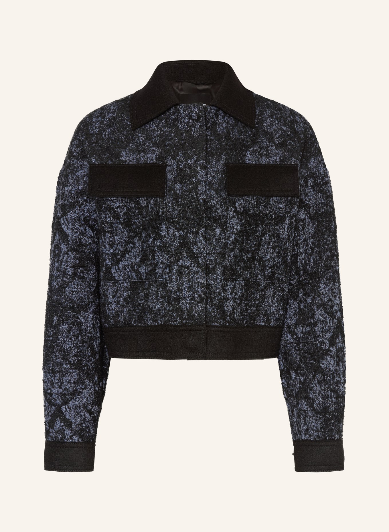 BOSS Kastenjacke JUTALA im Materialmix: SCHWARZ / HELLGRAU