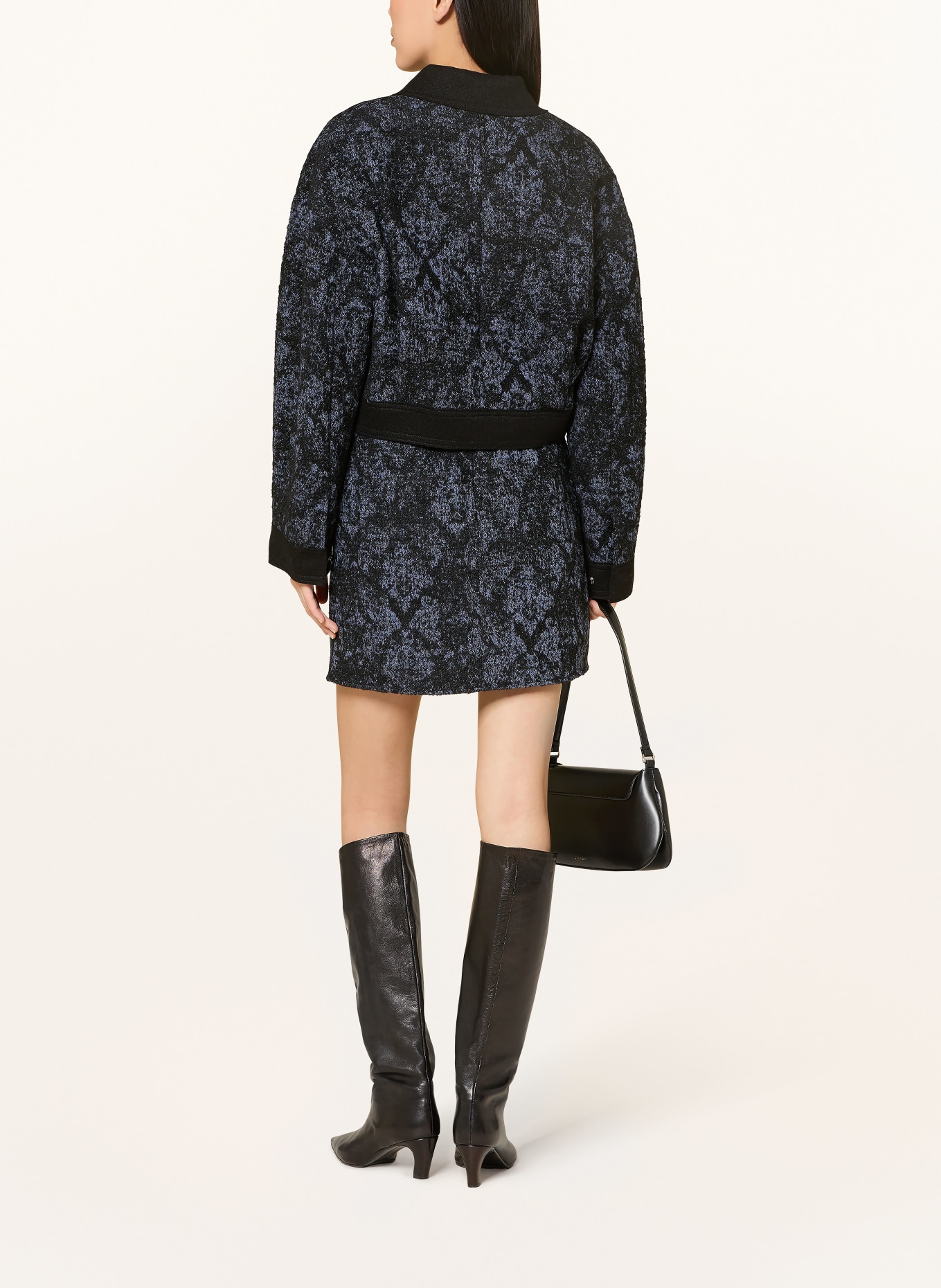 BOSS Kastenjacke JUTALA im Materialmix: SCHWARZ / HELLGRAU