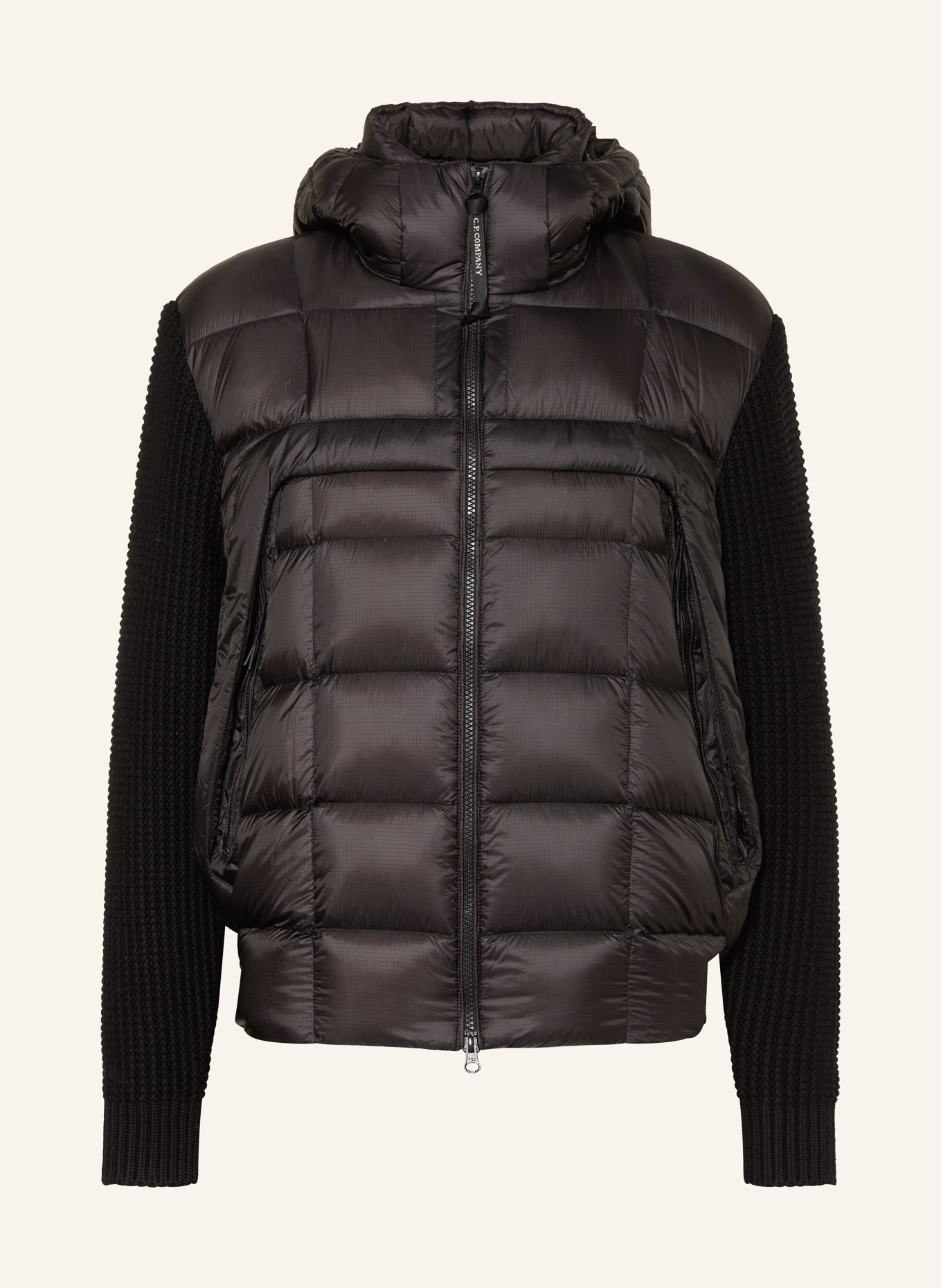C.P. COMPANY Steppjacke im Materialmix: SCHWARZ
