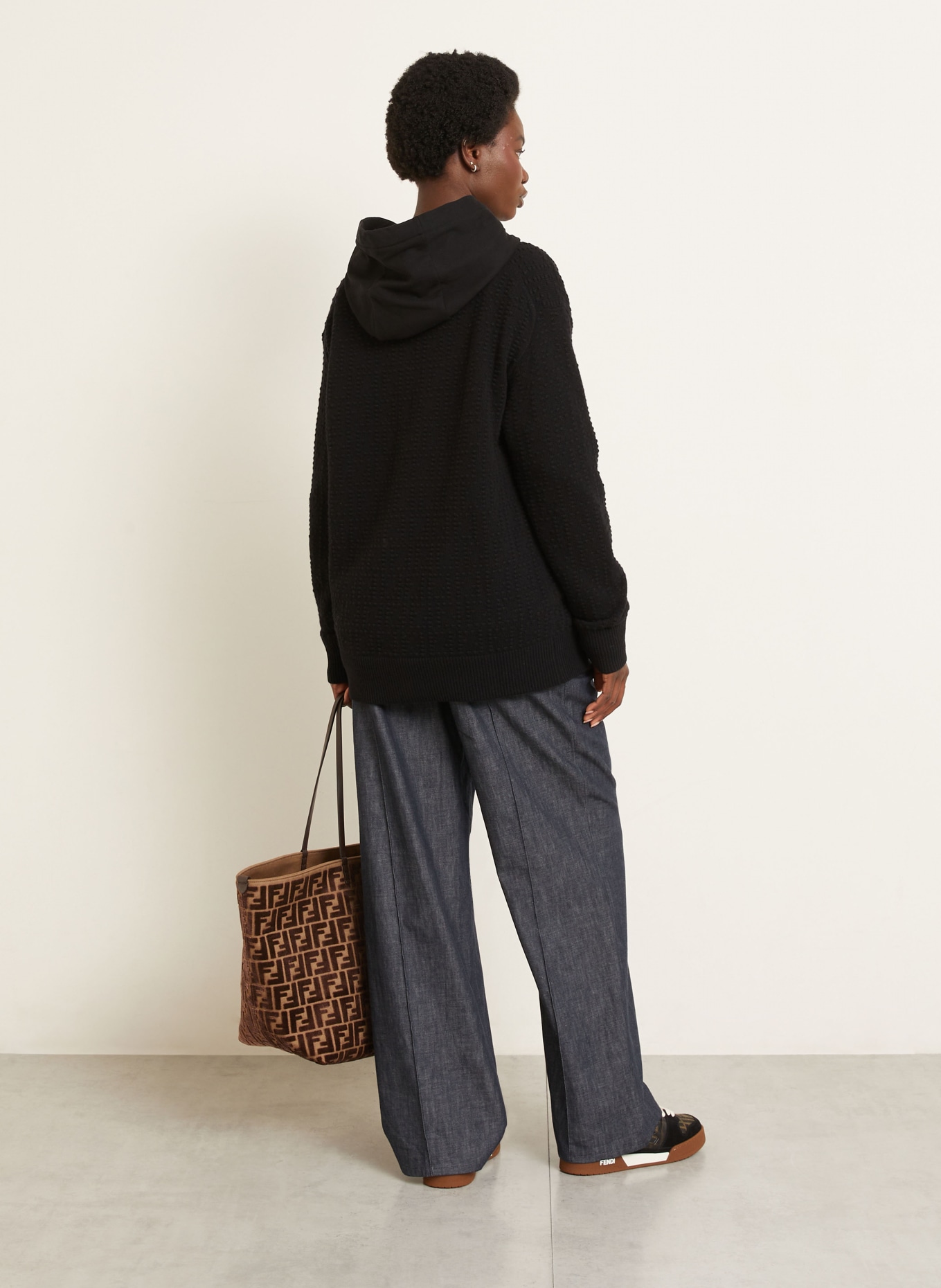 FENDI Oversized-Strickjacke: SCHWARZ