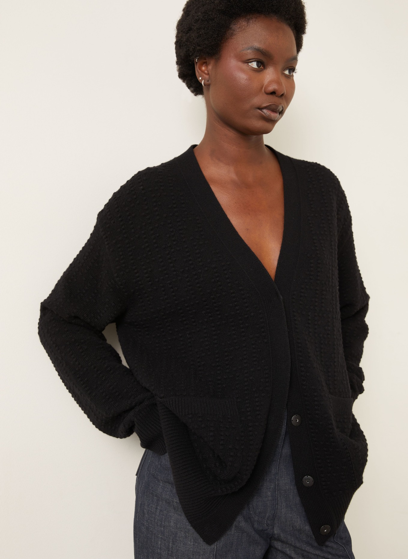 FENDI Oversized-Strickjacke: SCHWARZ