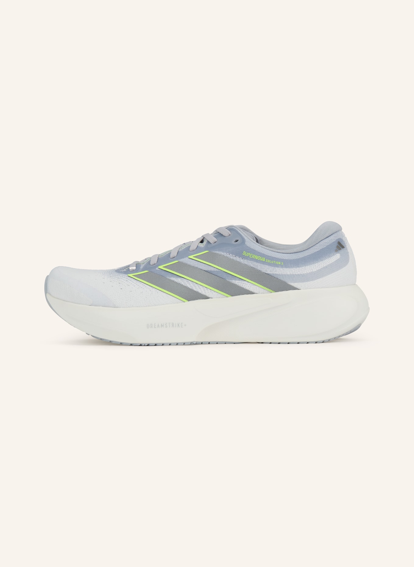 adidas Laufschuhe SUPERNOVA SOLUTION 3: HELLGRAU / BLAUGRAU / NEONGELB