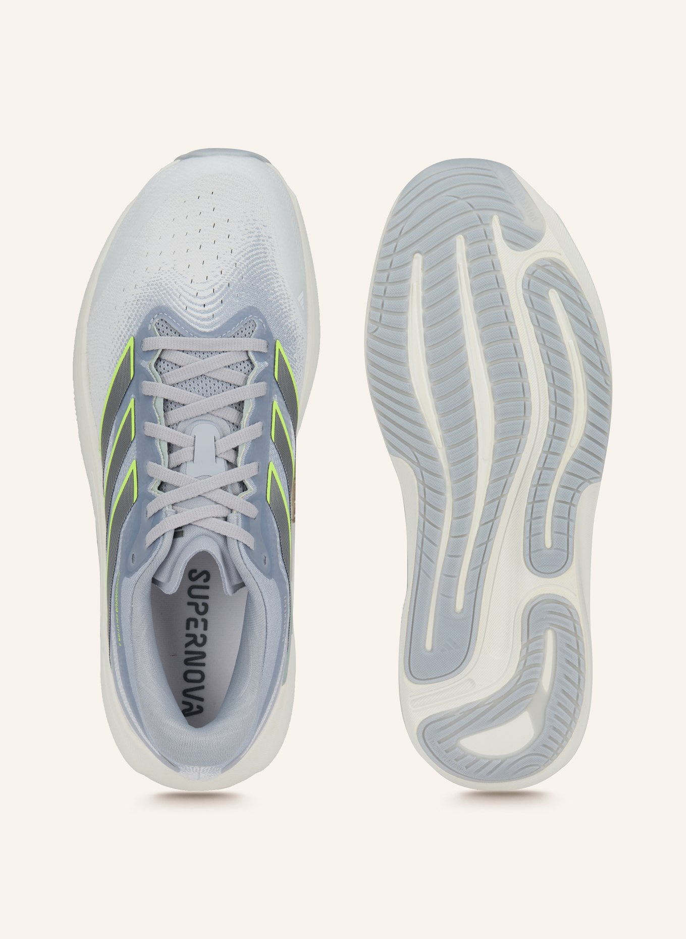 adidas Laufschuhe SUPERNOVA SOLUTION 3: HELLGRAU / BLAUGRAU / NEONGELB