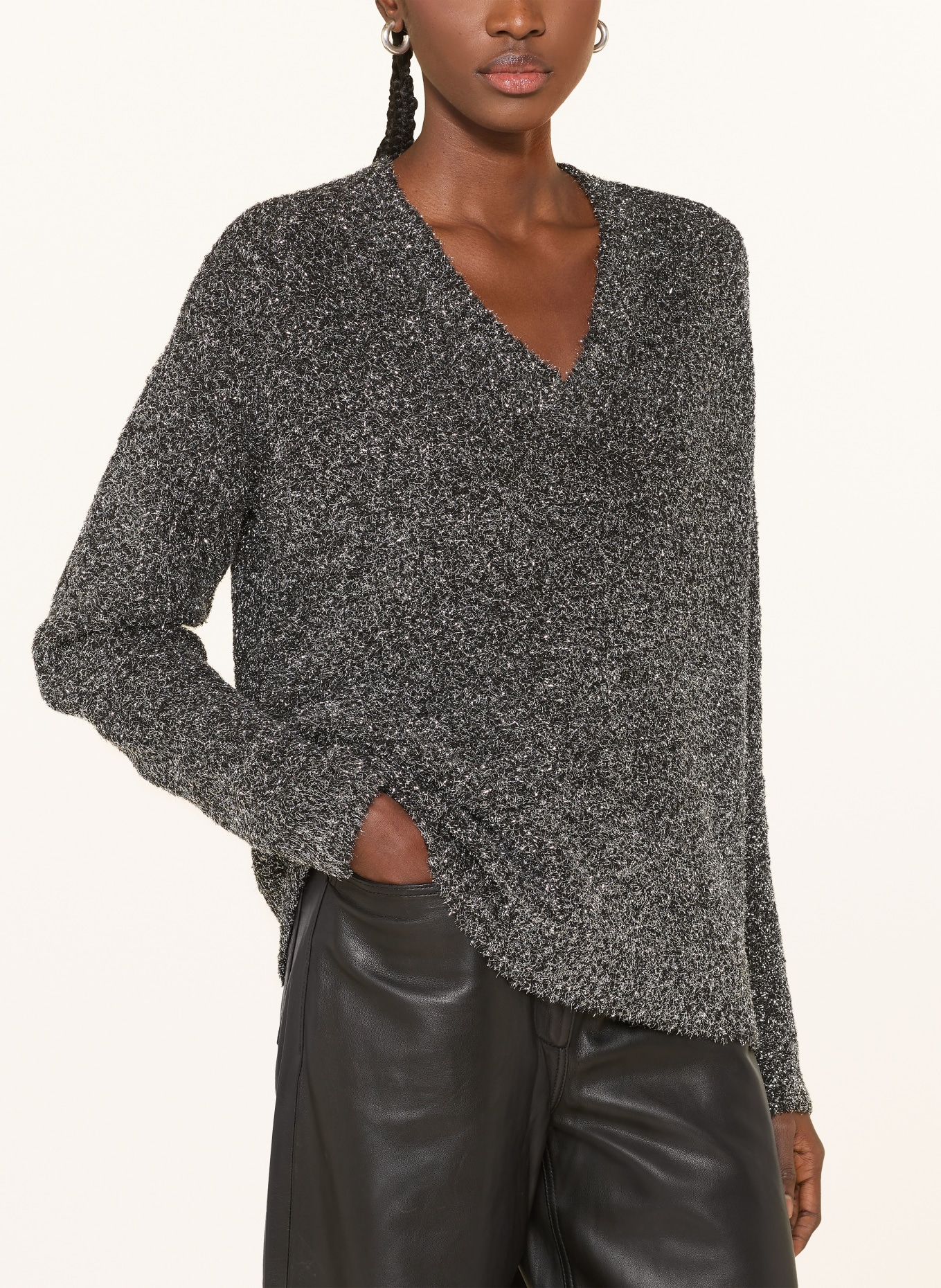 RIANI Pullover mit Glitzergarn: SCHWARZ / SILBER